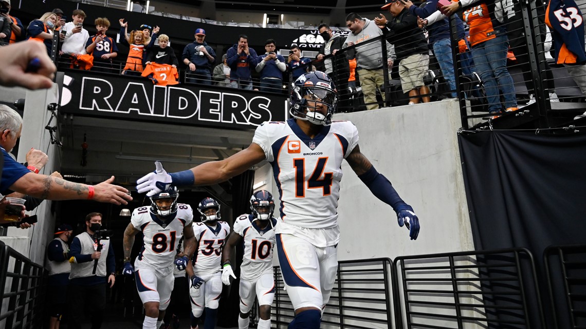 Denver Broncos safety Vernon Fox celebrates a tackle against the Oakland  Raiders during an NFL football game in Denver, Sunday, Nov. 23, 2008. The  Raiders beat the Broncos 31-10. (AP Photo/Jack Dempsey