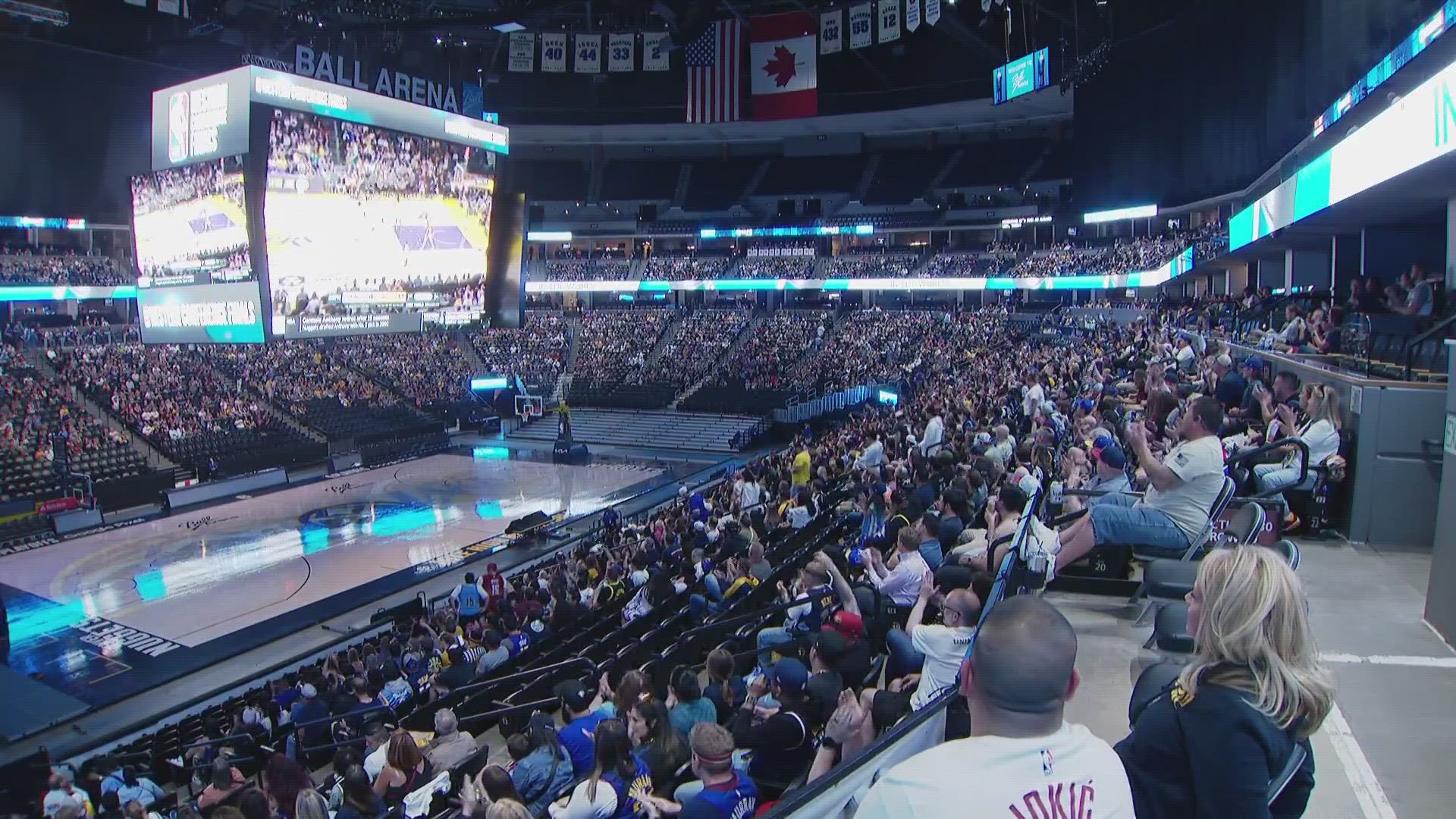 The game was in Los Angeles, but fans took their seats at Ball Arena for the big watch party.
