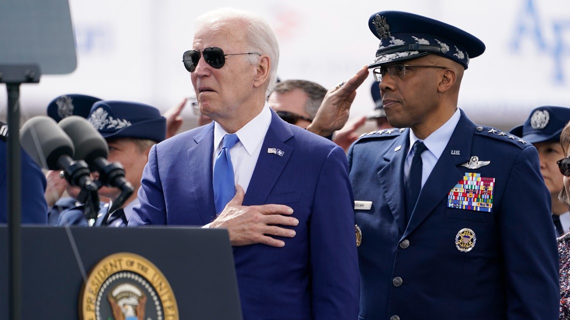 Biden awards football trophy to Air Force Academy