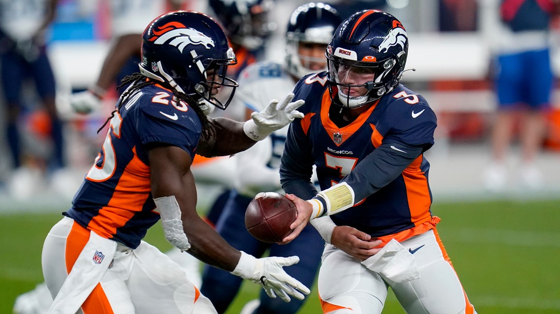 Denver Broncos defensive lineman Jonathan Harris (92) plays against the Tennessee  Titans during the first half of an NFL football game Sunday, Nov. 13, 2022,  in Nashville, Tenn. (AP Photo/Mark Zaleski Stock