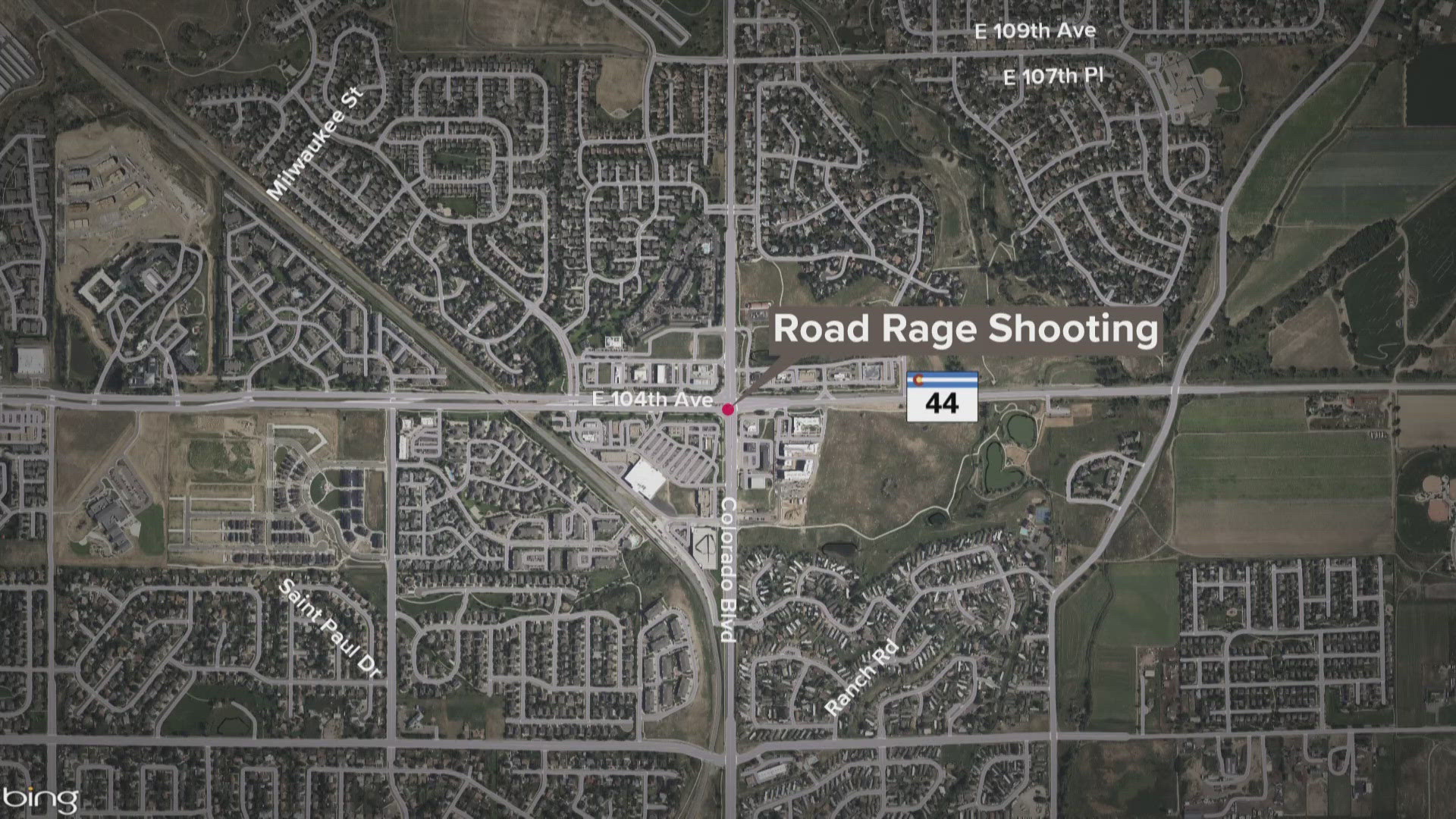 The suspect was driving a red or maroon Jeep Grand Cherokee. The person who was shot is expected to survive.