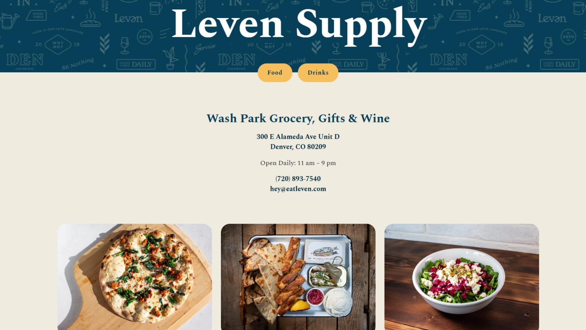 Leven Supply is now open in Denver's Wash Park Neighborhood! Find the Full Menu at EatLeven.com/Supply.