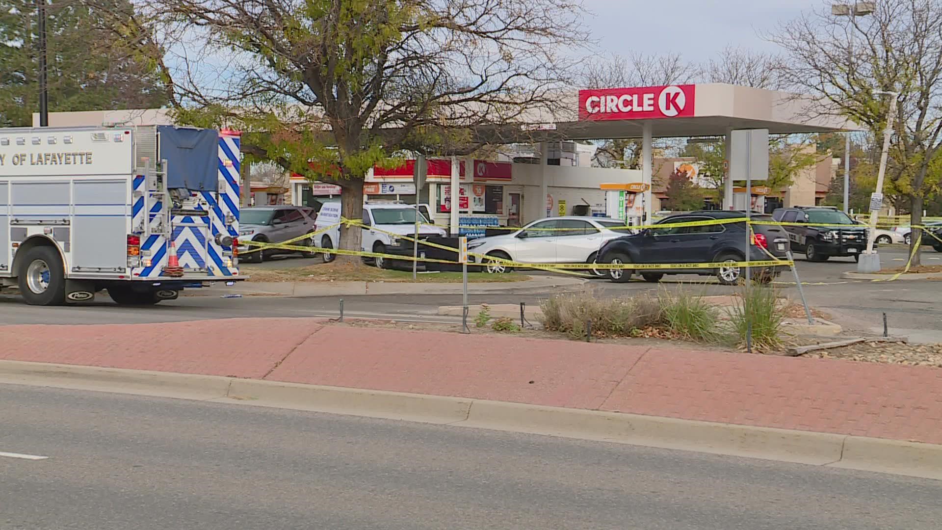 A suspect was fatally shot in an exchange of gunfire at a gas station early Tuesday morning.