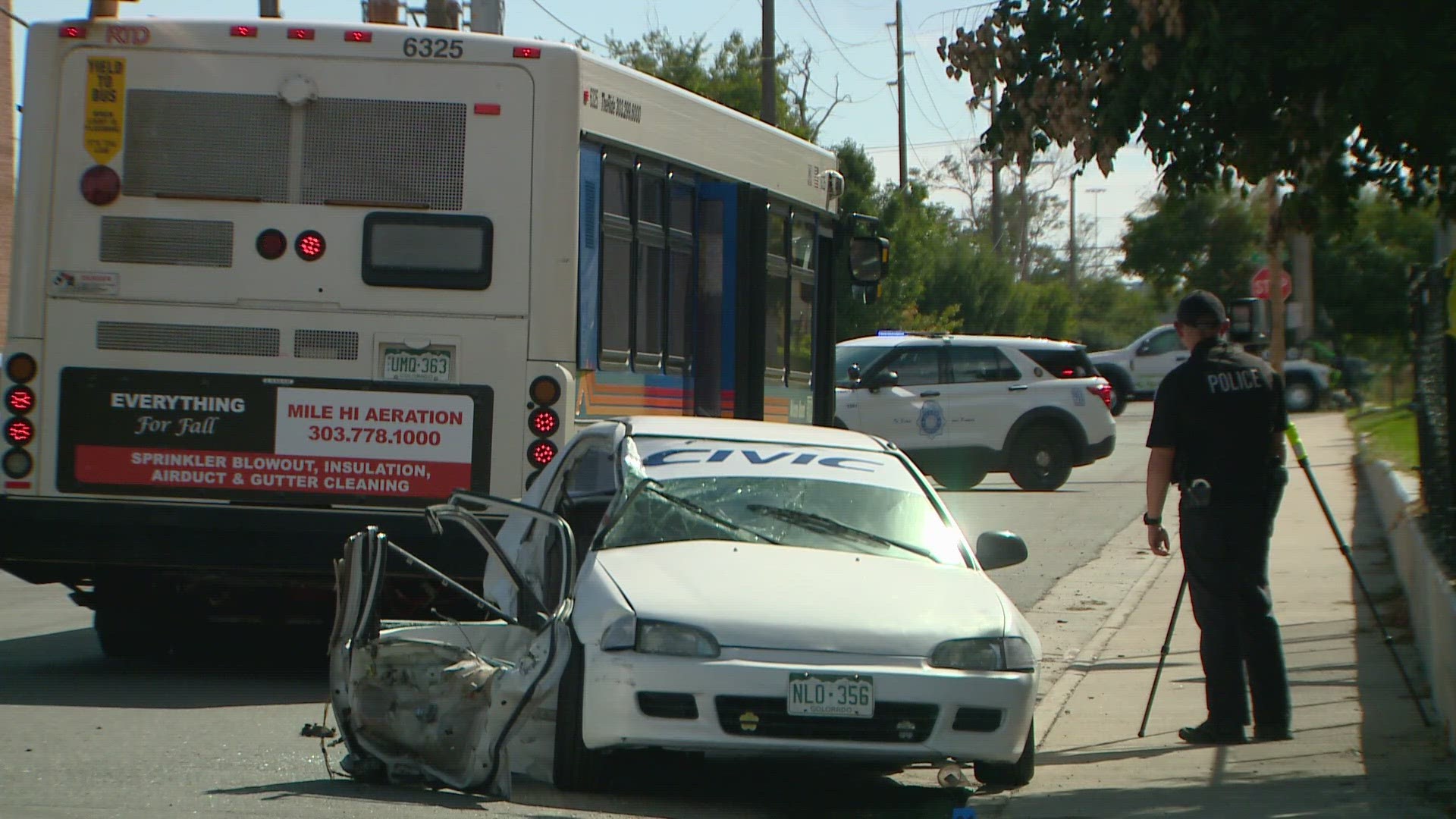 The crash happened at 49th Avenue and Race Street Saturday.