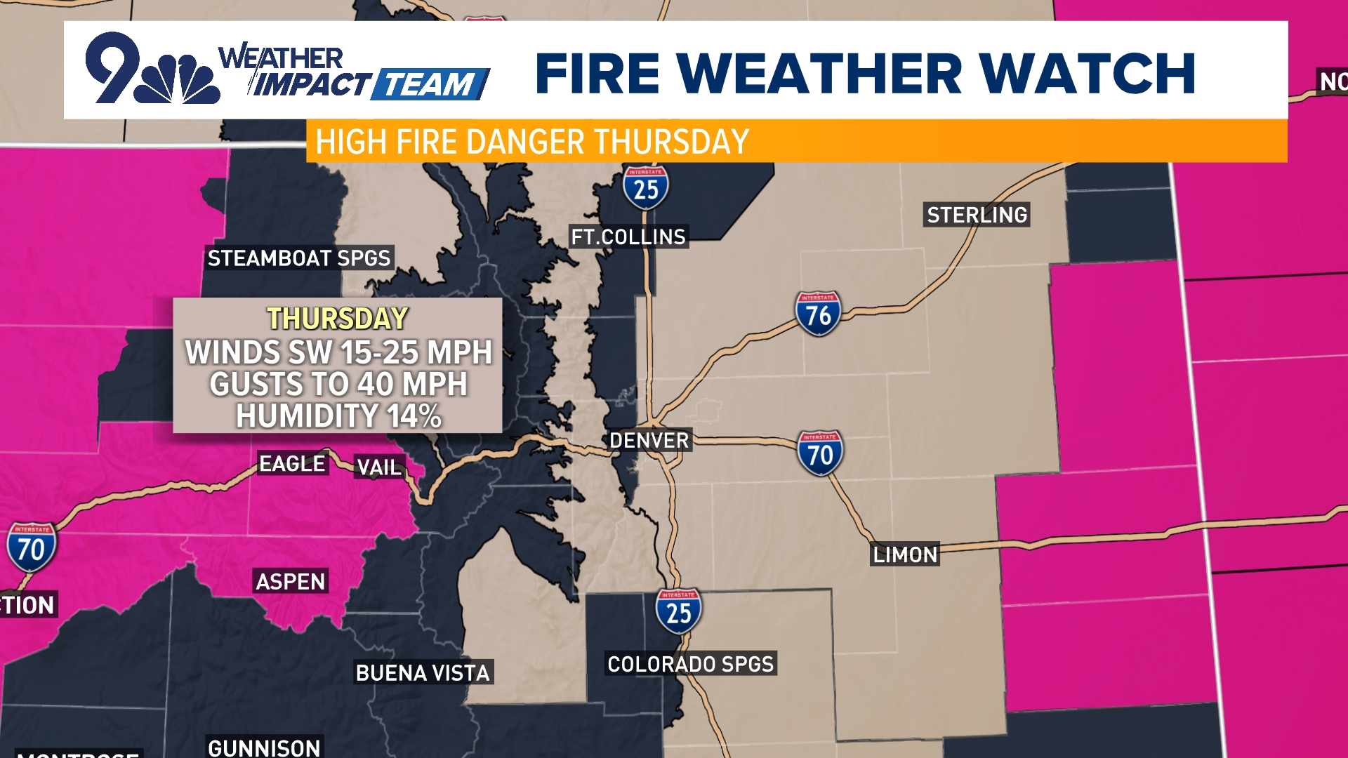 There's a high fire danger that will cover most of the state on Thursday. Meteorologist Chris Bianchi explains which areas might see a higher risk.