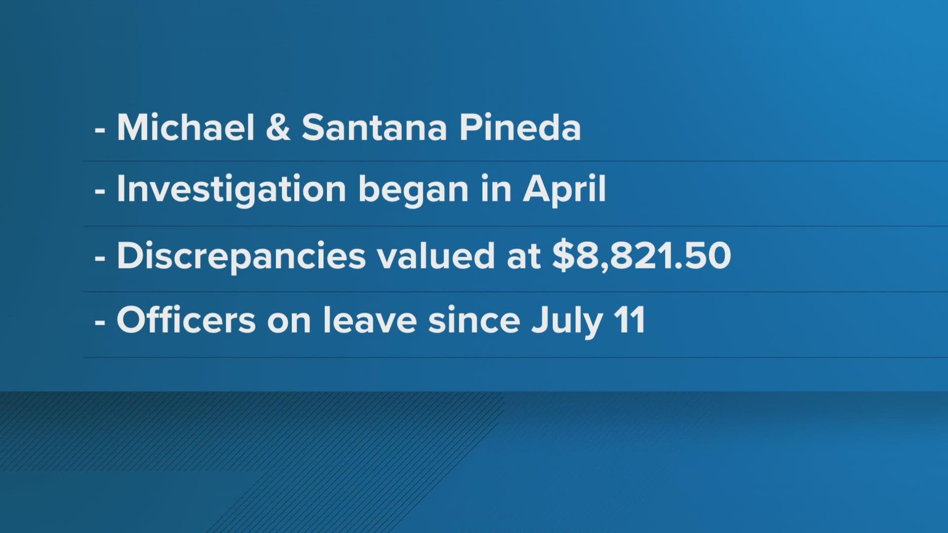 Michael and Santana Pineda are accused of billing off-duty hours to a private employer for hours not worked, Denver Police Department said.
