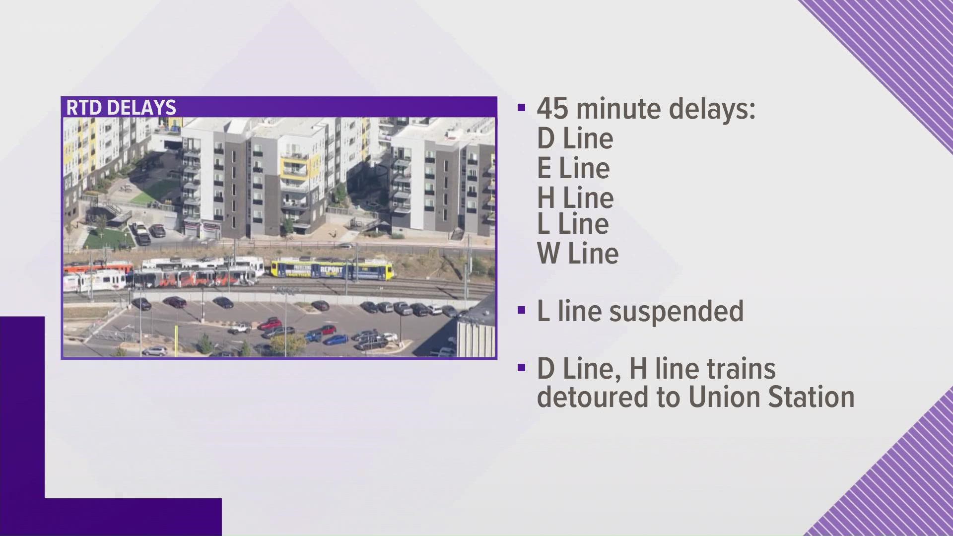 Multiple light rail lines are experiencing delays due to a power outage on Monday, the Regional Transportation District (RTD) said.