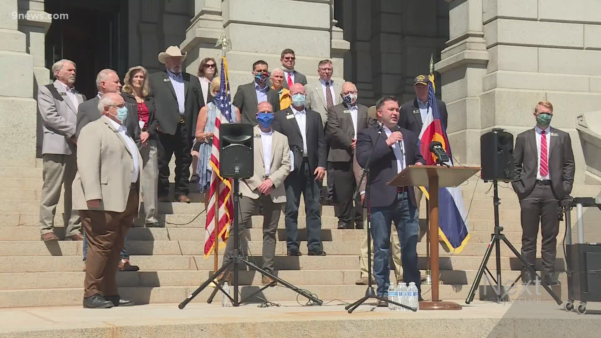 Colorado Republicans have relatively little political power now, but some have flexed their influence over pandemic policy. They met on the Capitol steps Monday.