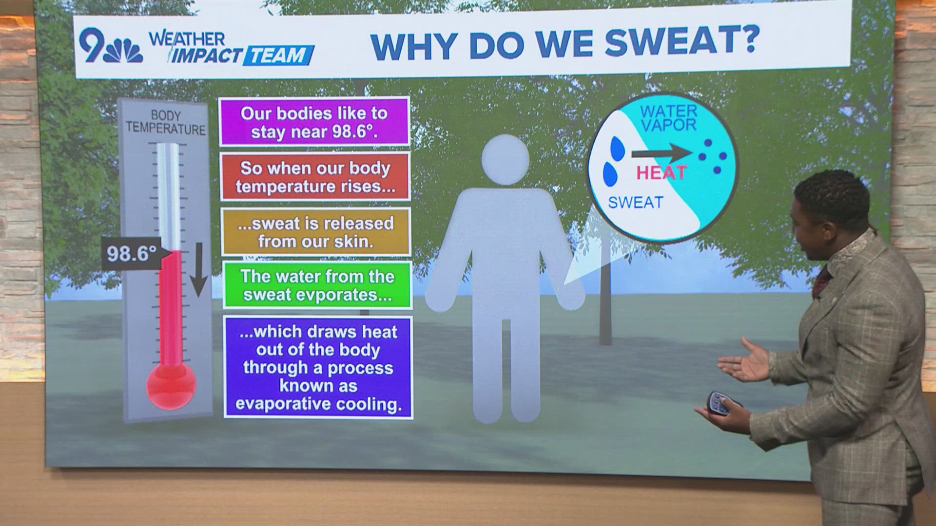 Meteorologist Jaden Knowles breaks down the reasons why humans sweat. 