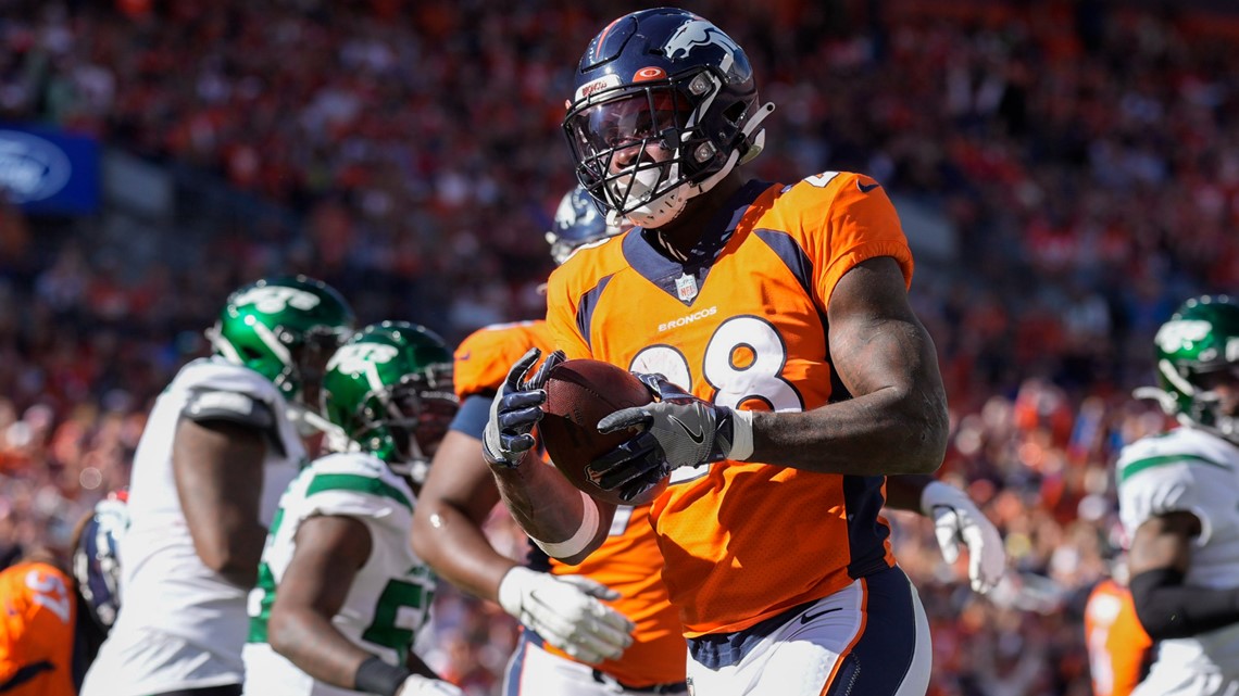 FILE- In this Nov. 29, 2020, file photo, New Orleans Saints running back Latavius  Murray runs for a touchdown against the Denver Broncos during an NFL  football game in Denver. The Baltimore