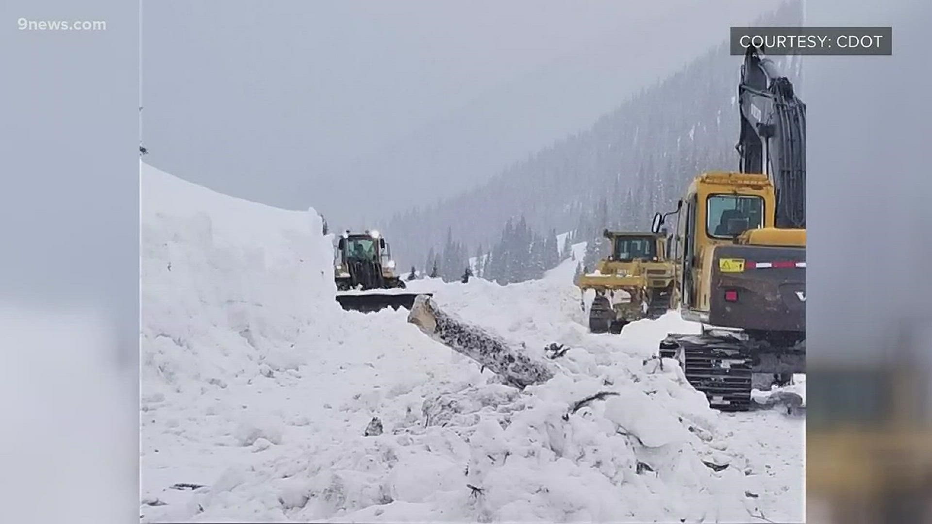 Avalanche mitigation last week pushed 40 feet to 60 feet of snow onto Highway 550. CDOT estimates the stretch of highway will be closed for about another week.