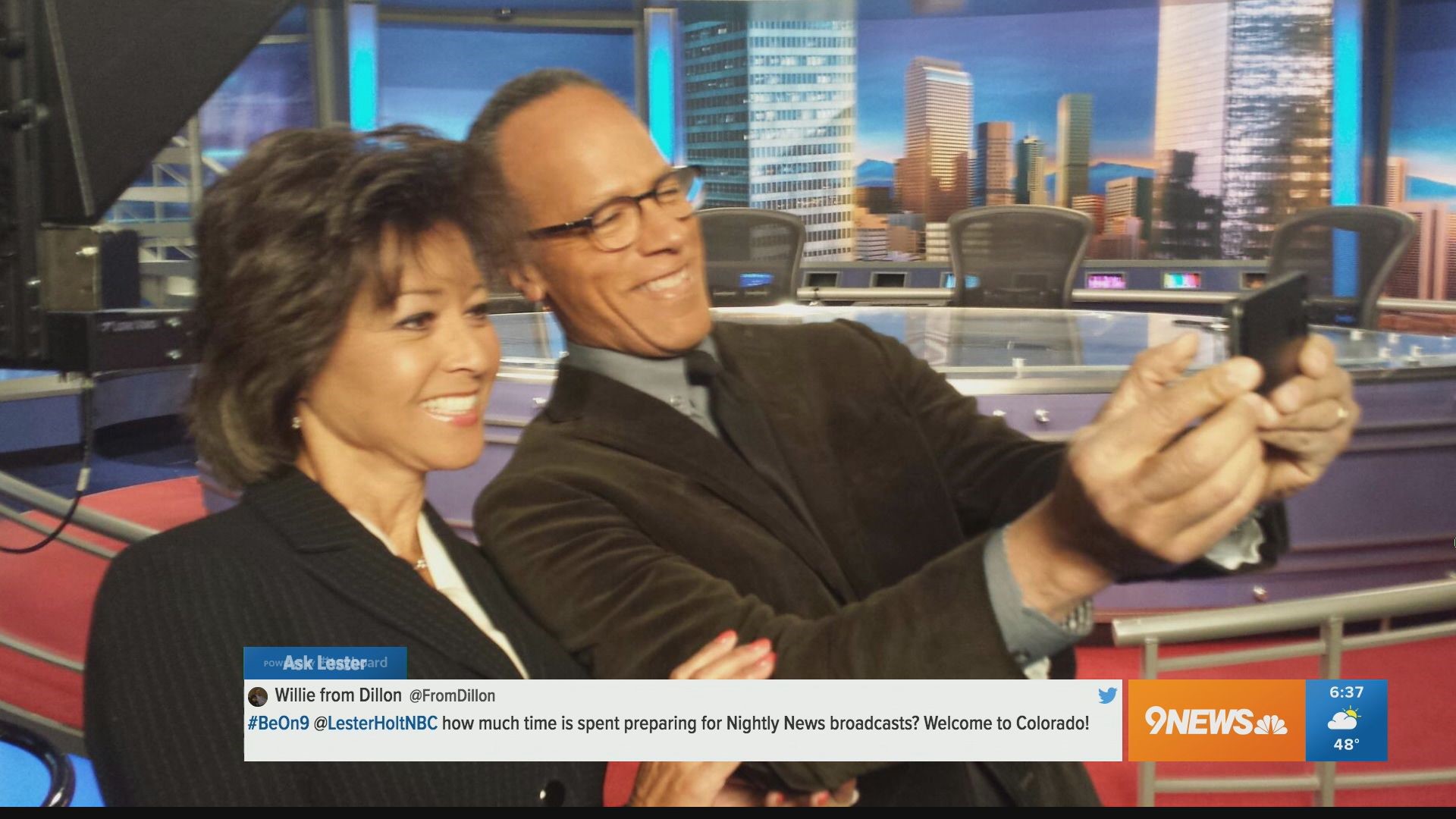 Former 9NEWS anchor Adele Arakawa crashes Lester Holt interview