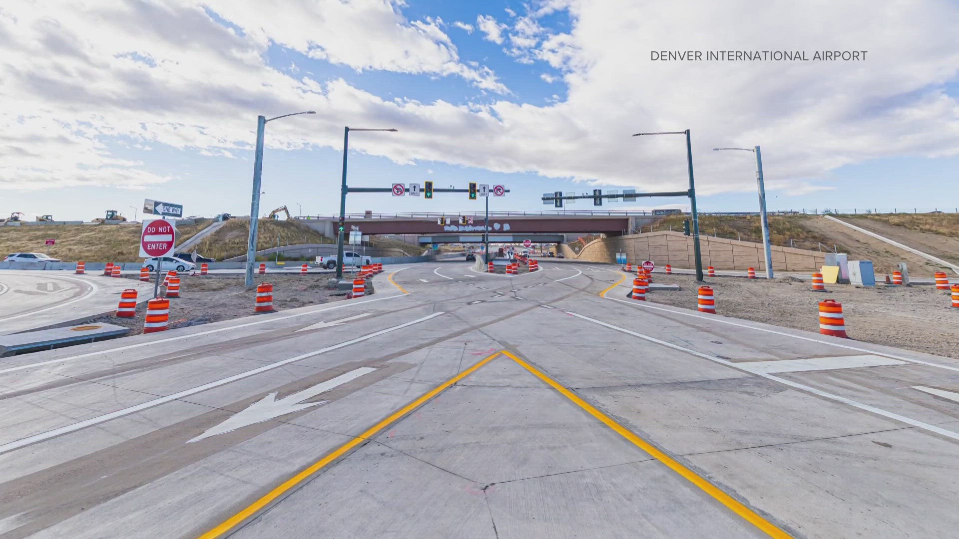 For those driving to and from shuttle lots and rental car facilities, the diverging diamond interchange shifts the direction of traffic on Jackson Gap Street.