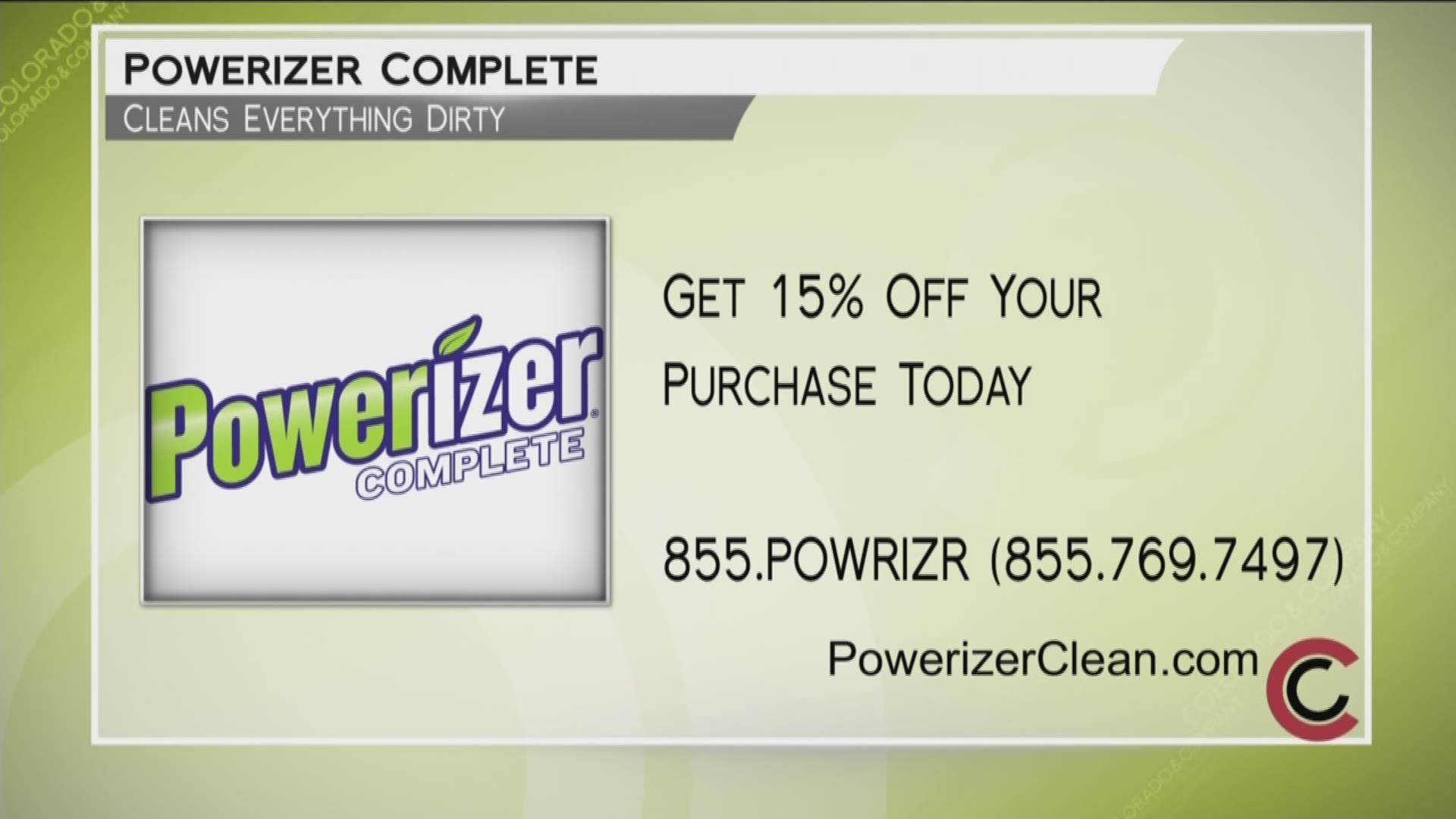 Try Powerizer today and save money and time with one cleaner that DOES IT ALL. Pour it, wipe it, mop it, or scrub it. Take 15% off your Powerizer purchase today with Promo Code COCO9 at checkout. Order now by calling 855.POWRIZR, or 855.769.7497, or www.PowerizerClean.com. 
THIS INTERVIEW HAS COMMERCIAL CONTENT. PRODUCTS AND SERVICES FEATURED APPEAR AS PAID ADVERTISING.