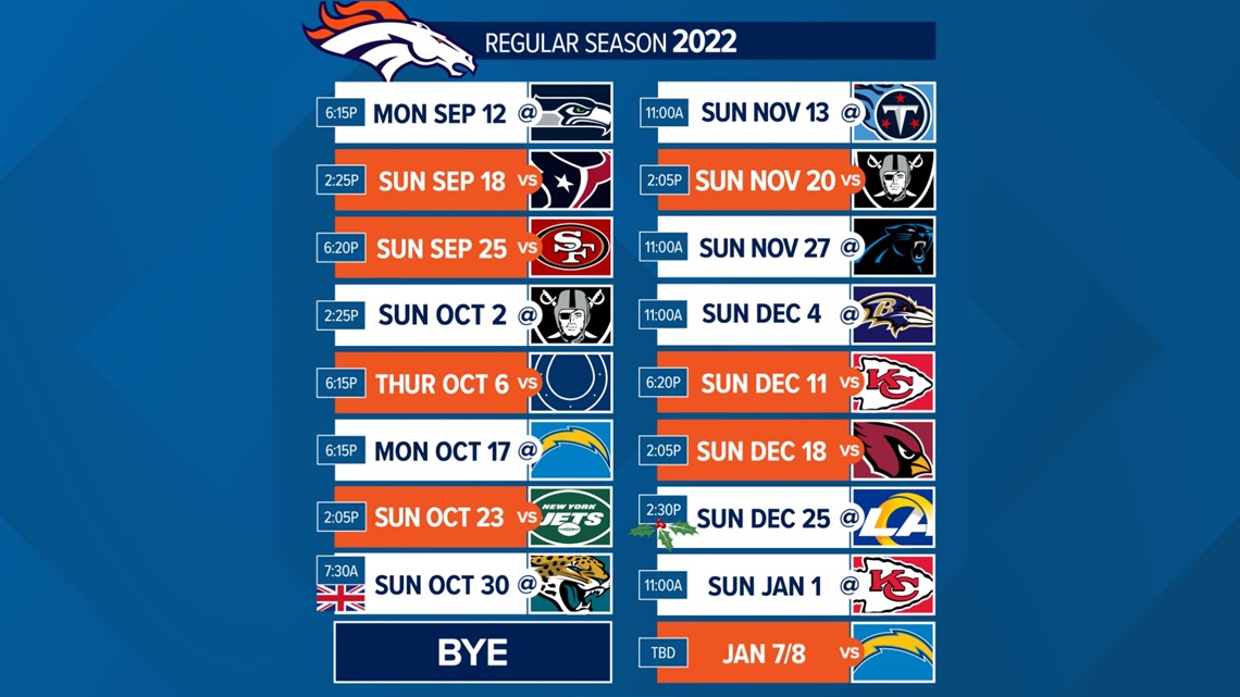 2022 Denver Broncos schedule: Preseason matchup info for games vs. Cowboys,  Bills and Vikings
