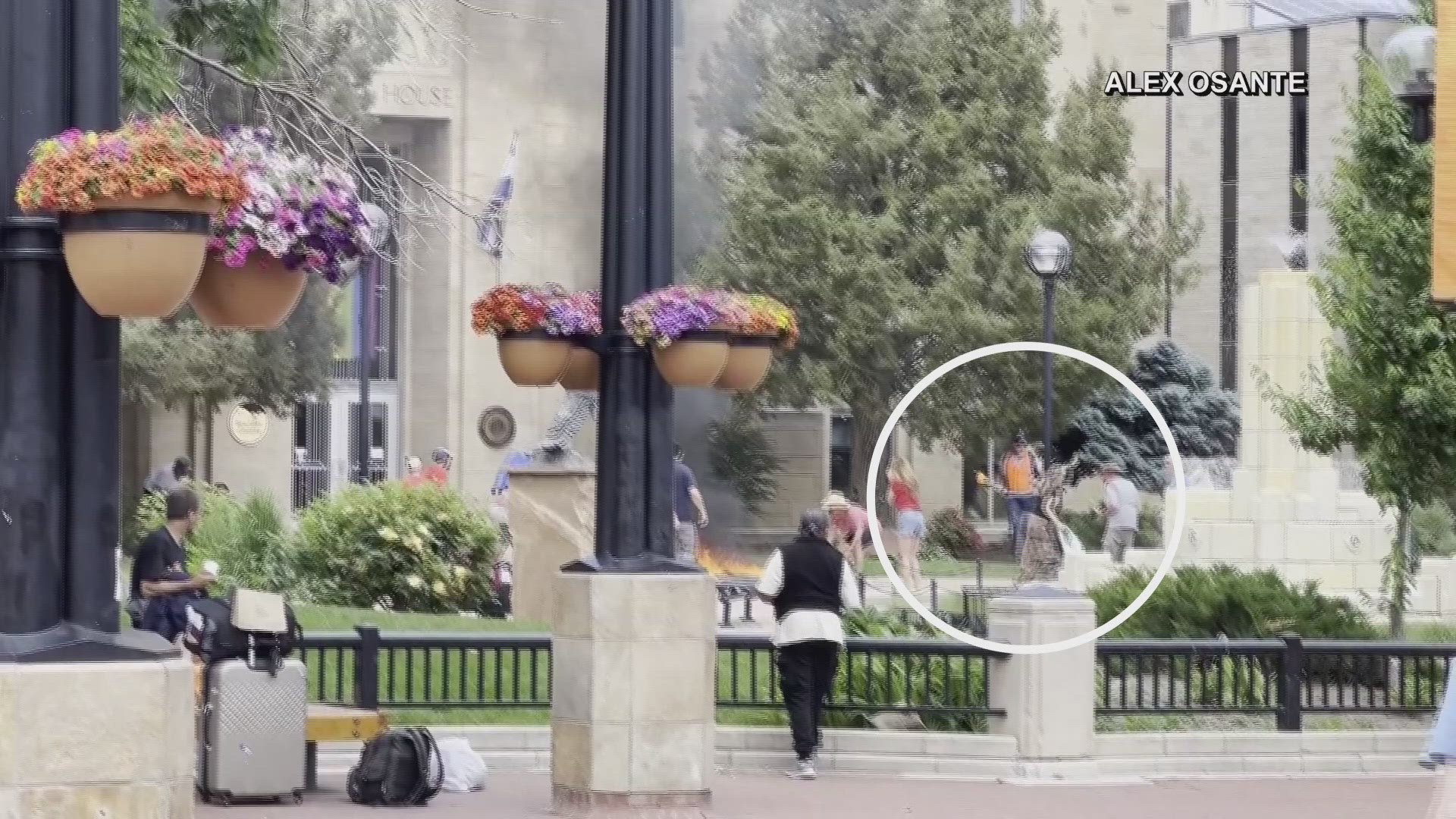 This video obtained by NBC shows the suspect throwing a Molotov cocktail and lighting himself on fire in the process.