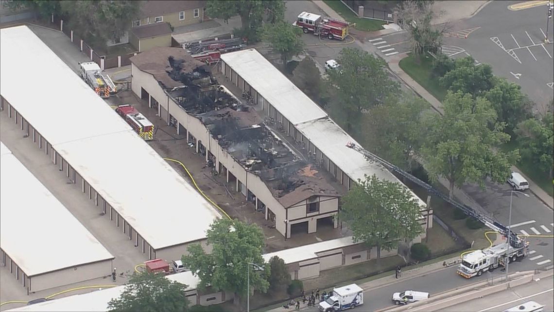 2 firefighters injured battling storage unit fire in Arvada | 9news.com