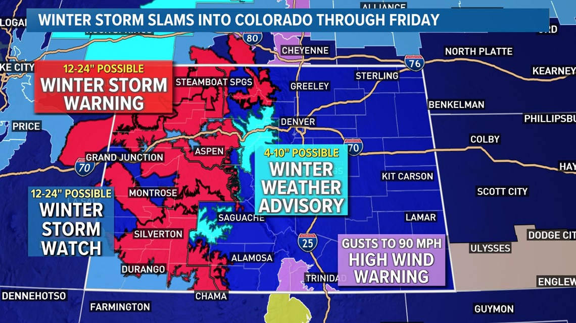 Winter storm slams Colorado through Friday | 9news.com