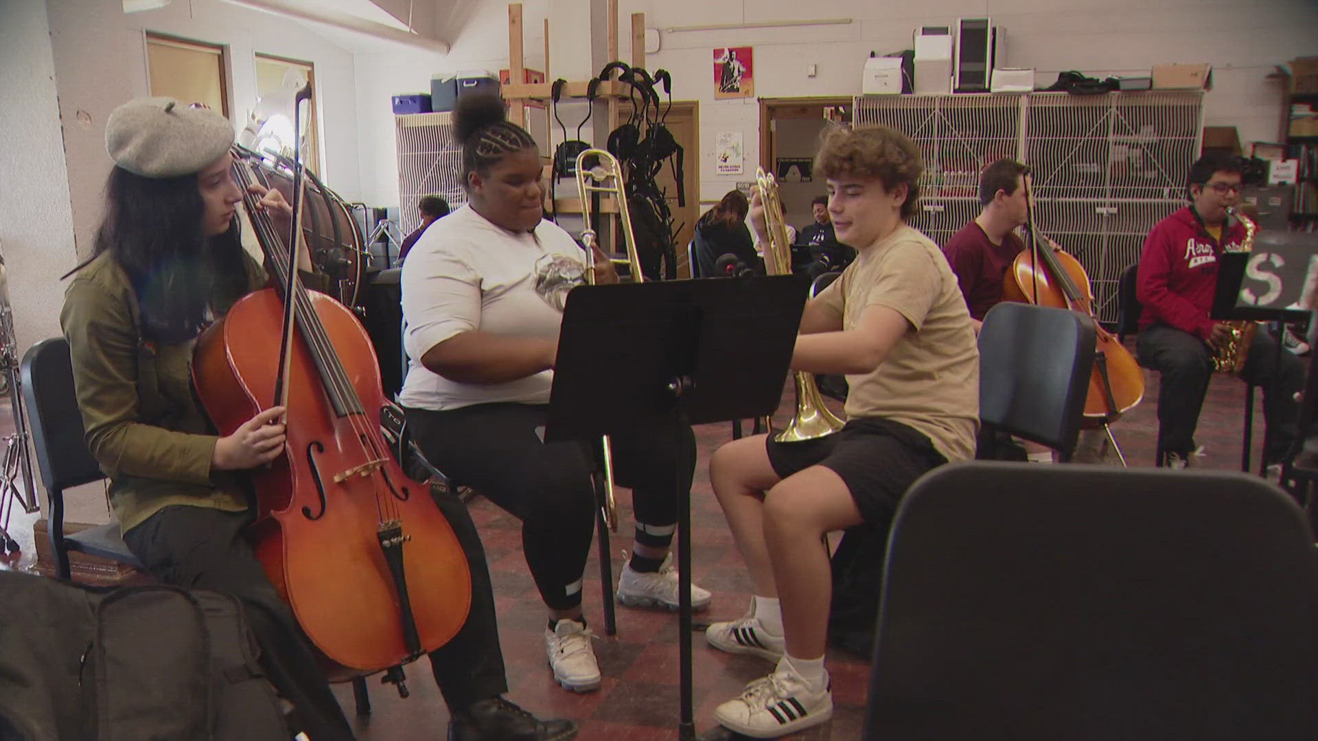 A new program at South High School in Denver is making sure every student has the chance to learn to play an instrument in the band with student mentors.