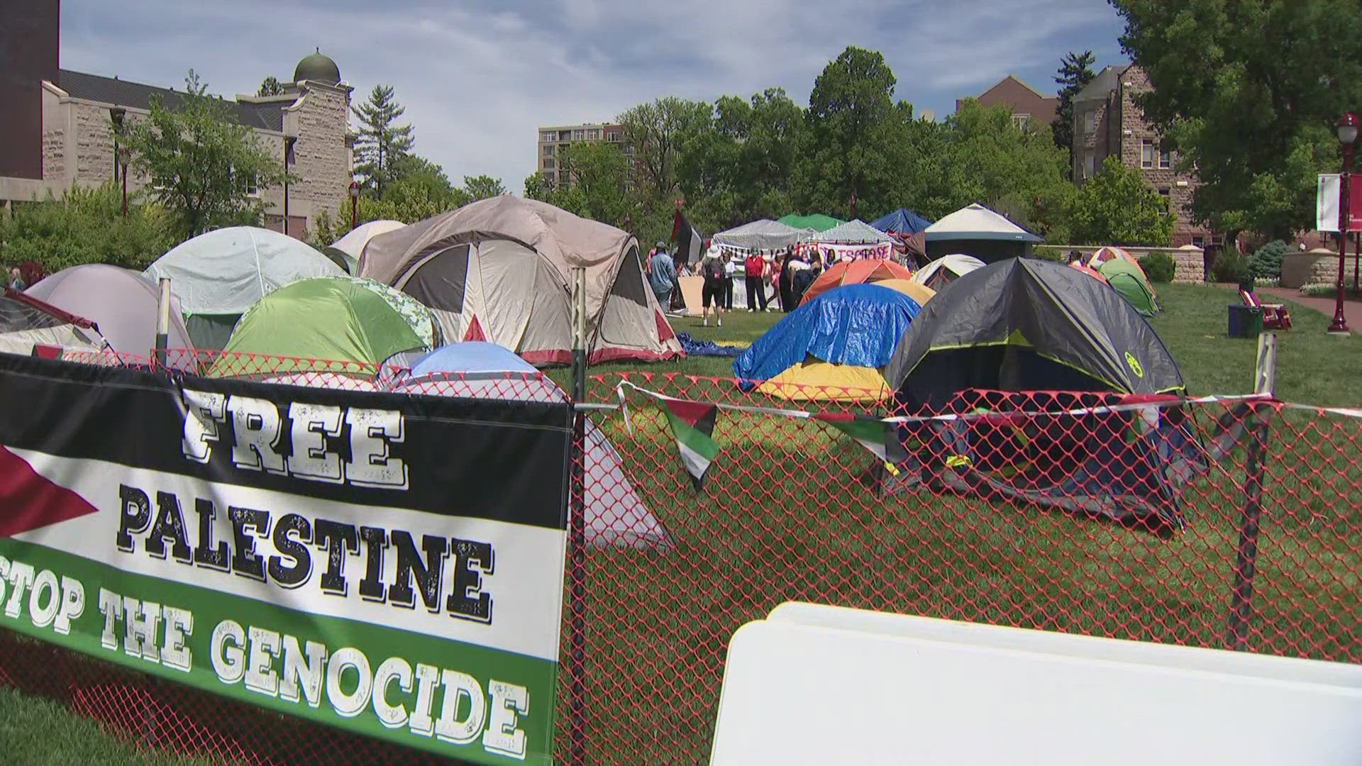 Protesters ignored campus leaders' demand to take down the encampment by 9 last night.