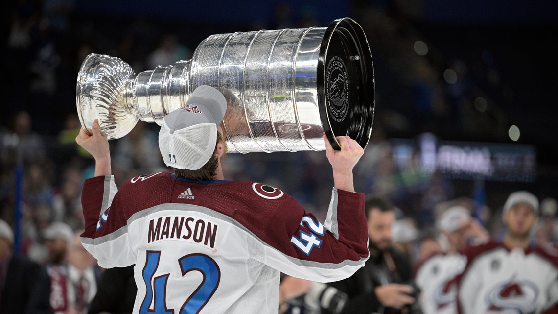 2021-22 Game Used Colorado Avalanche Josh Manson Stanley Cup White Helmet  Coa