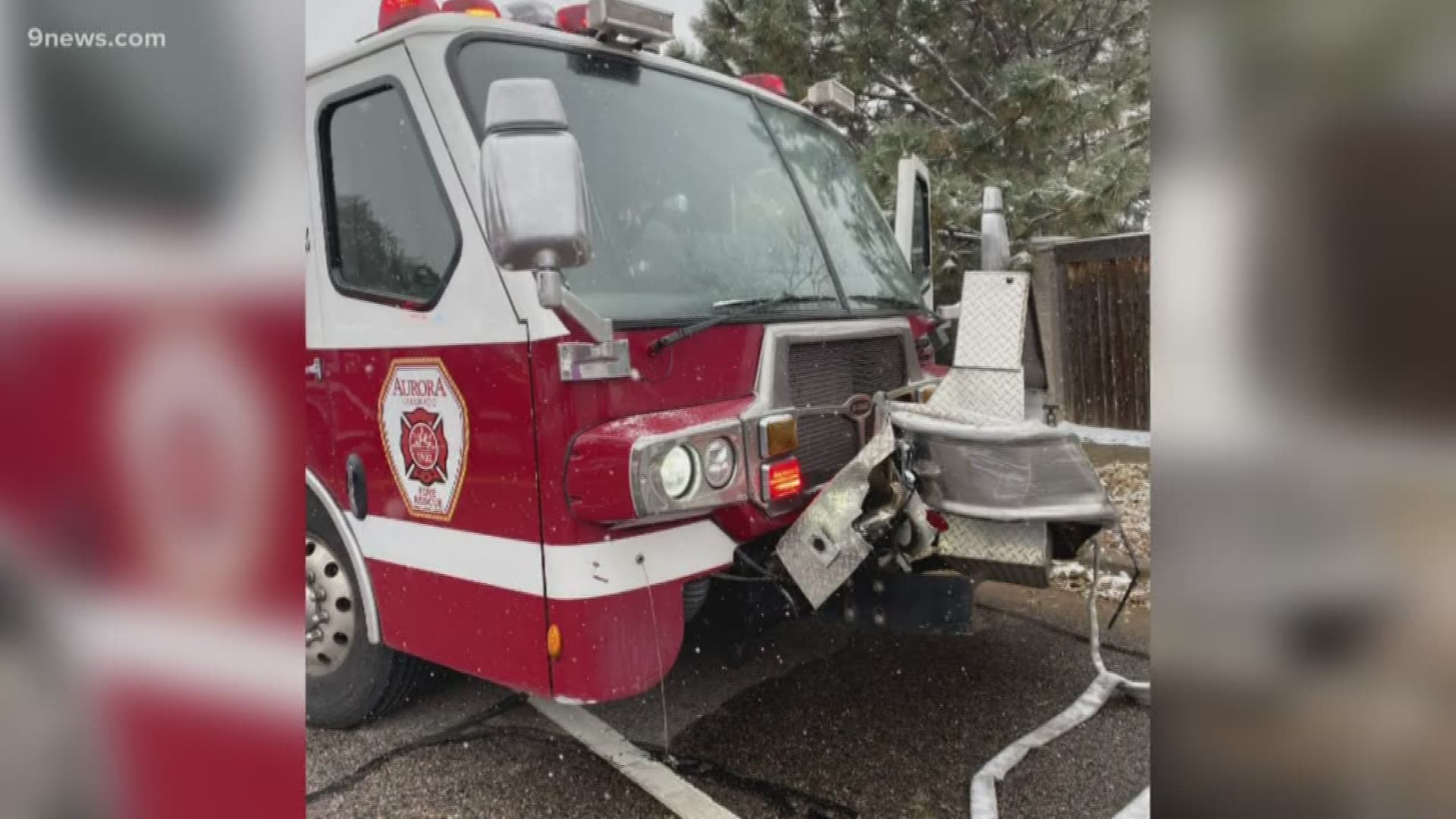 The truck was responding to a medical emergency when the crash happened Sunday afternoon, Aurora Fire Rescue said.