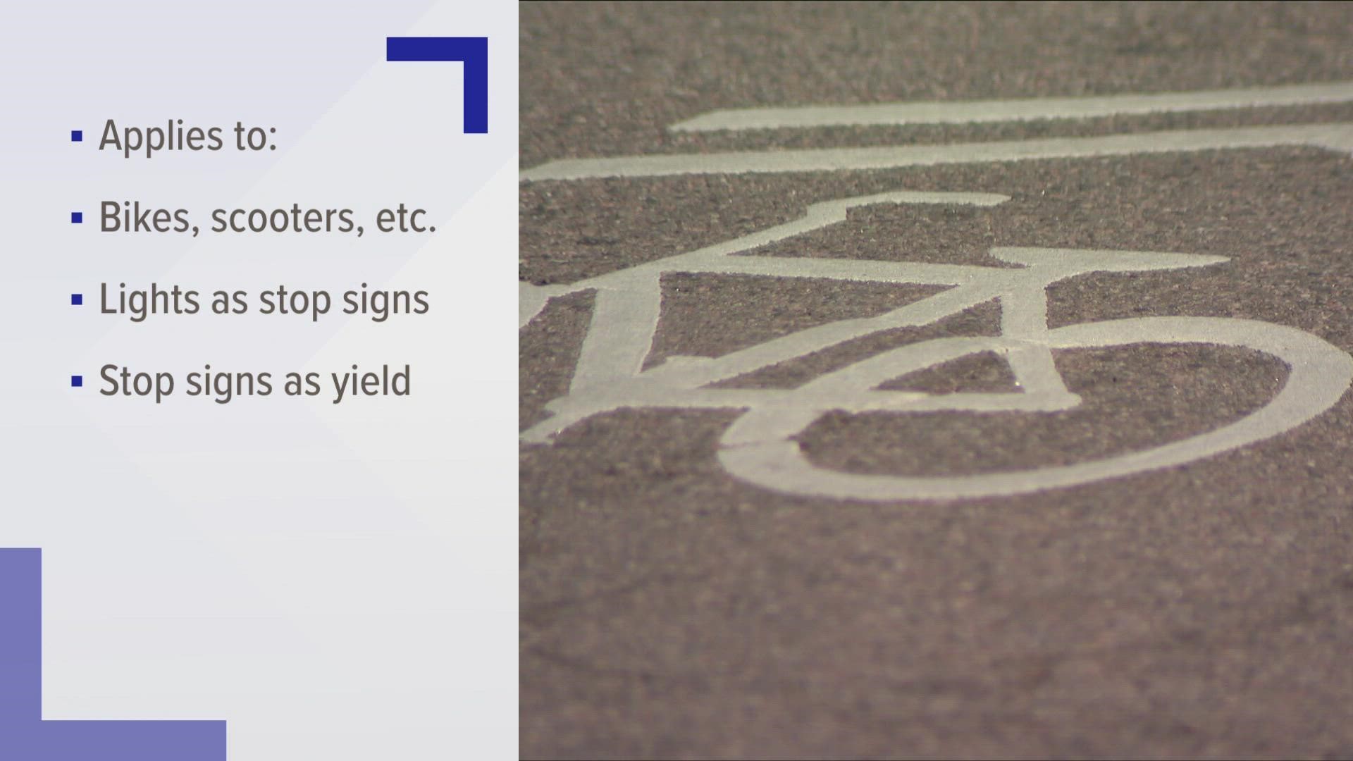 Gov. Jared Polis on Wednesday signed a bill that allows cyclists to treat stop signs as yield signs when they have right-of-way.