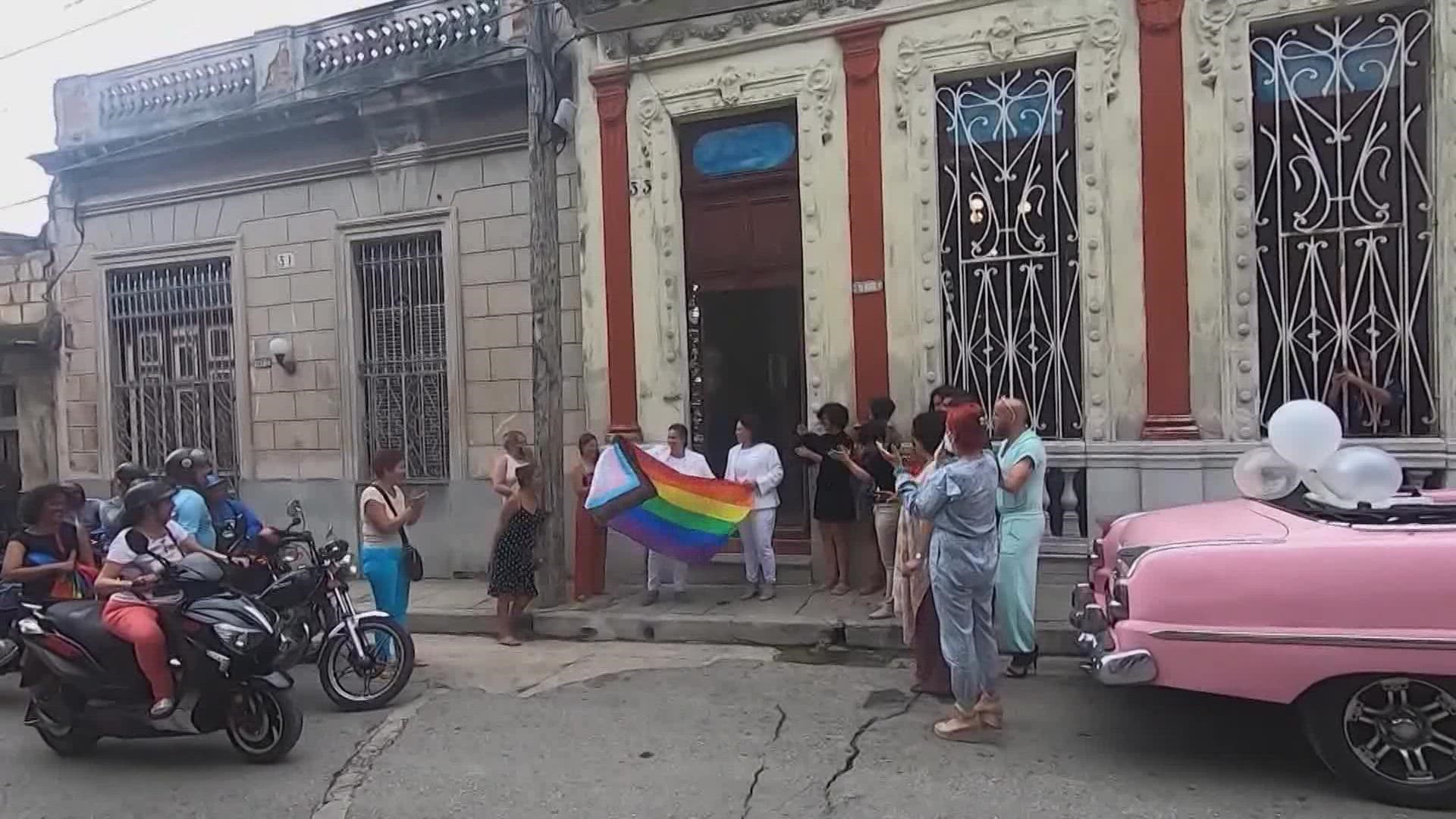 Gay couple can now get married in Cuba. Voters on the island legalized gay marriage in a referendum yesterday.