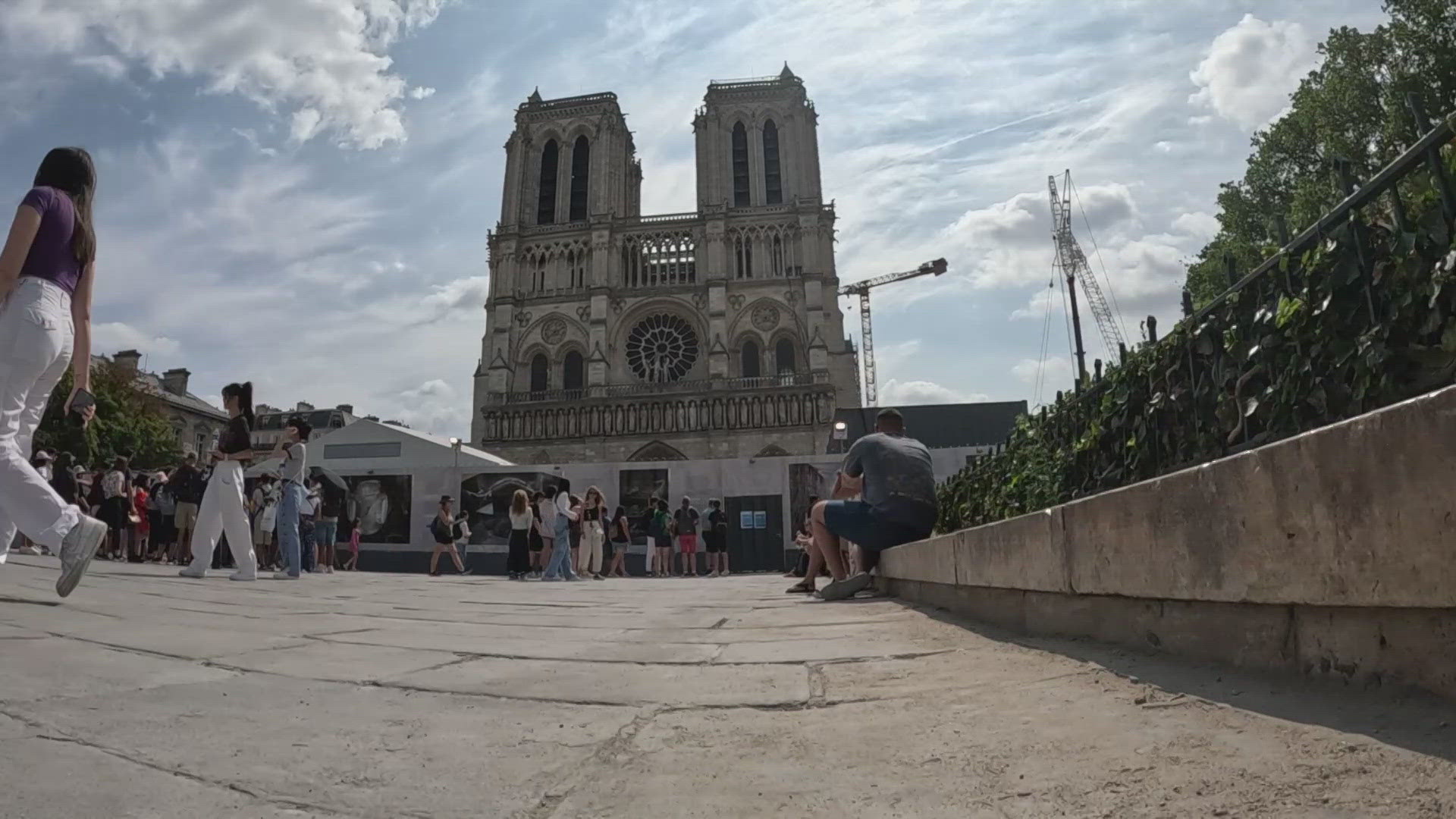 Despite not being able to go inside the church, people come to see the restoration from the outside.