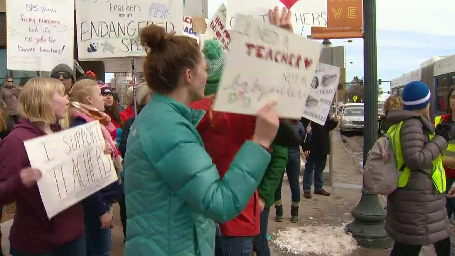 Hundreds of teachers descended on Civic Center Park for a second day of picketing on Tuesday.