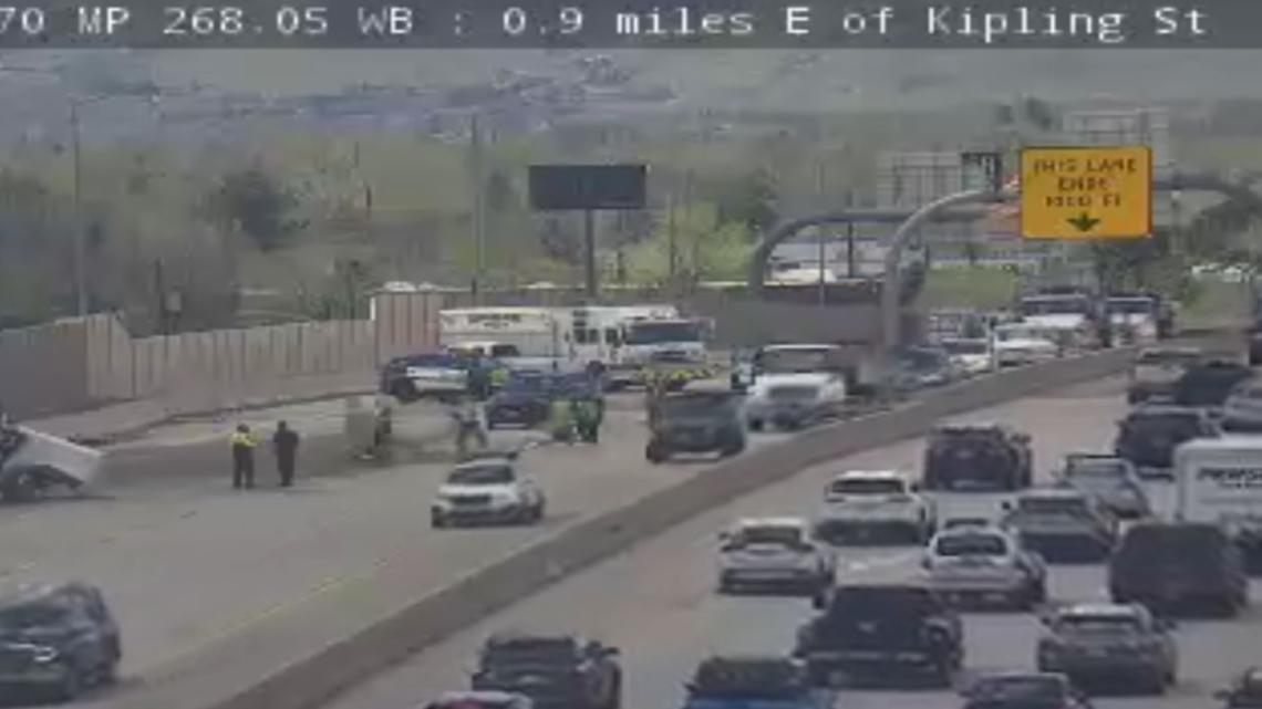 Truck crash and spill closes multiple lanes of I-70 at Kipling St – 9News.com KUSA