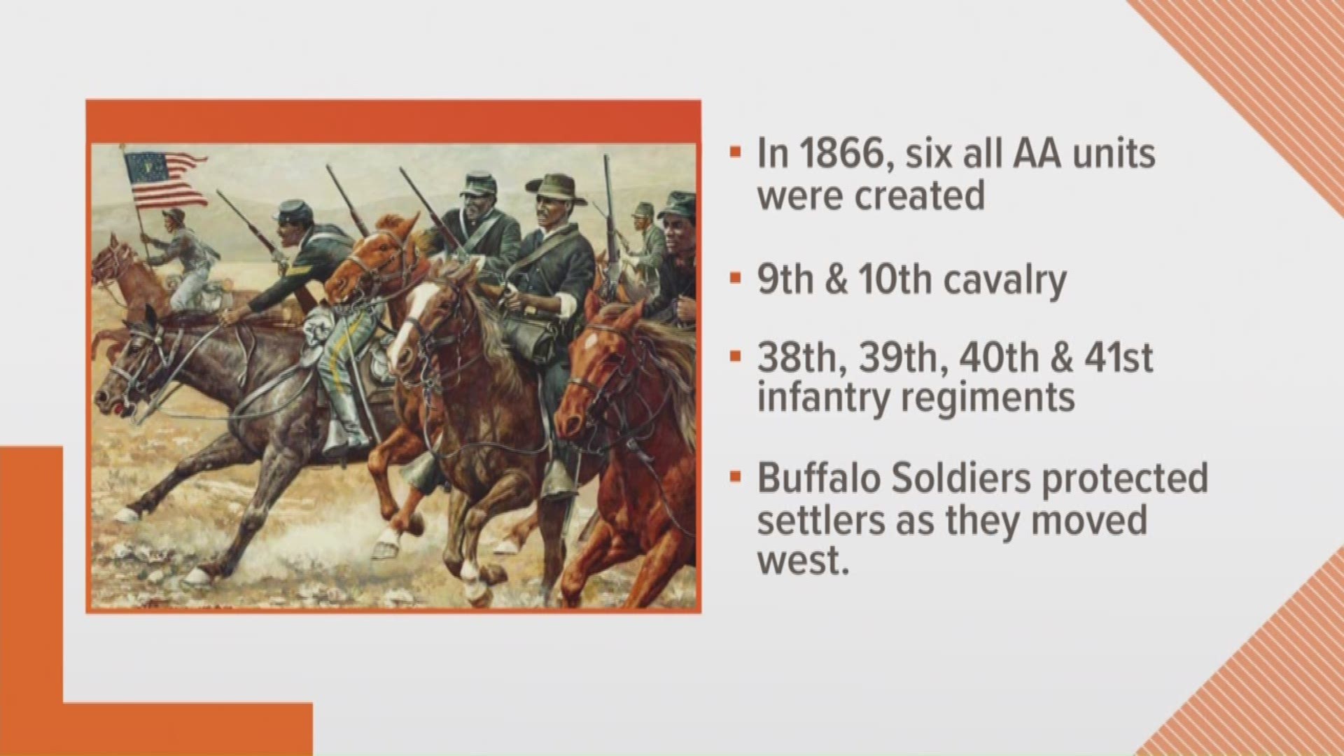 Buffalo Soldiers Day is marked on July 28 and commemorates the formation of the first regular Army regiments comprising African American soldiers in 1866.