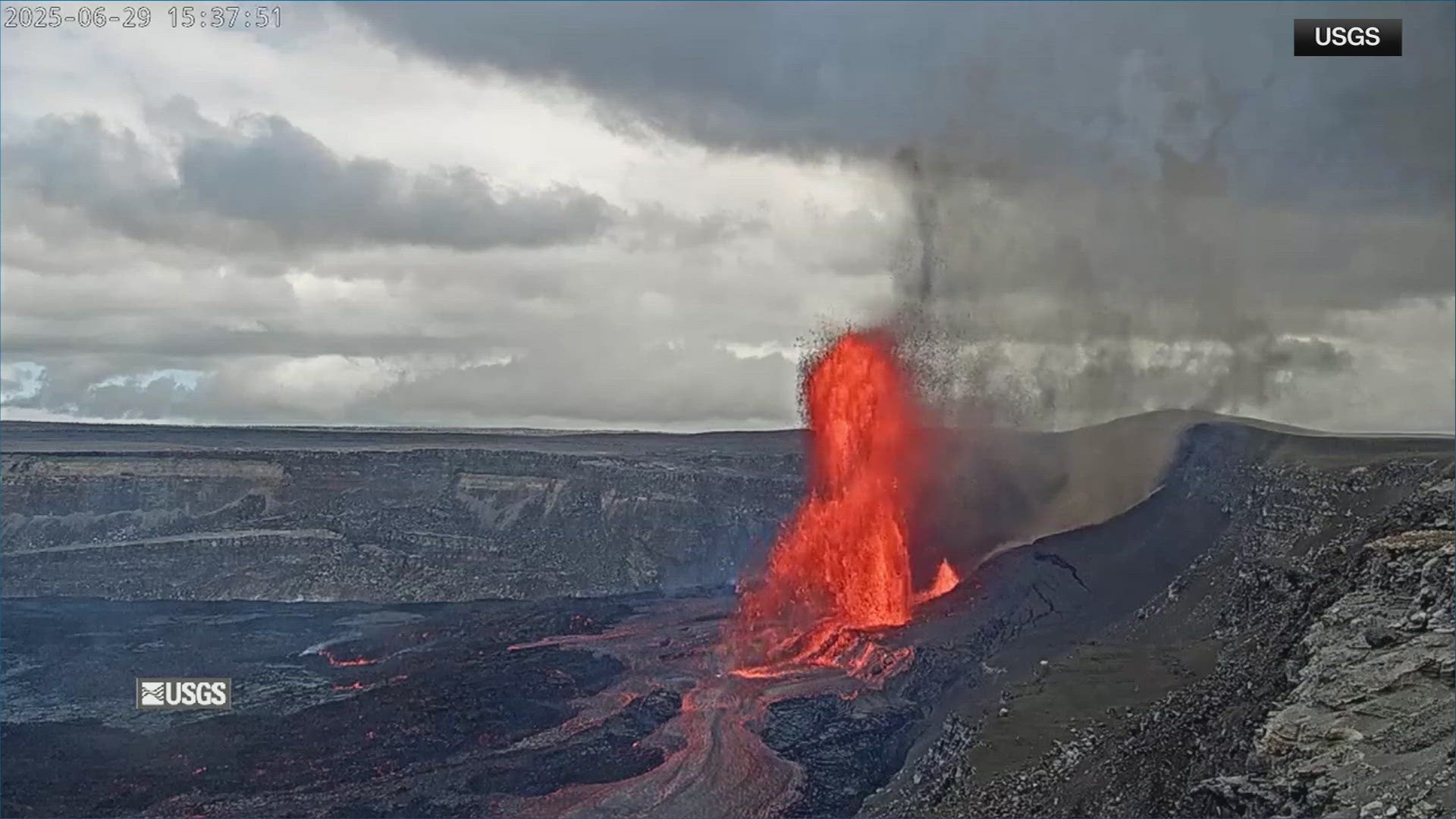 Mount Kilauea in Hawaii erupted again on Sunday. The National Weather Service said lava is pouring from the north vent.
