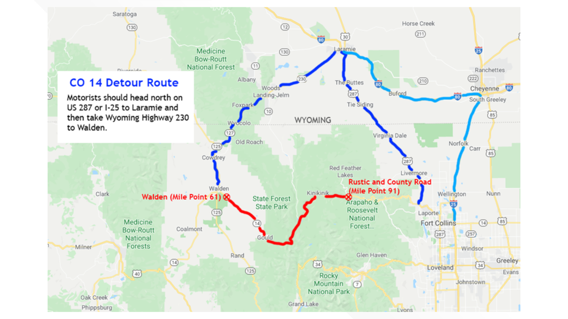 Colorado Road Closures Map Colorado Road Closures Due To Wildfires 9news Com