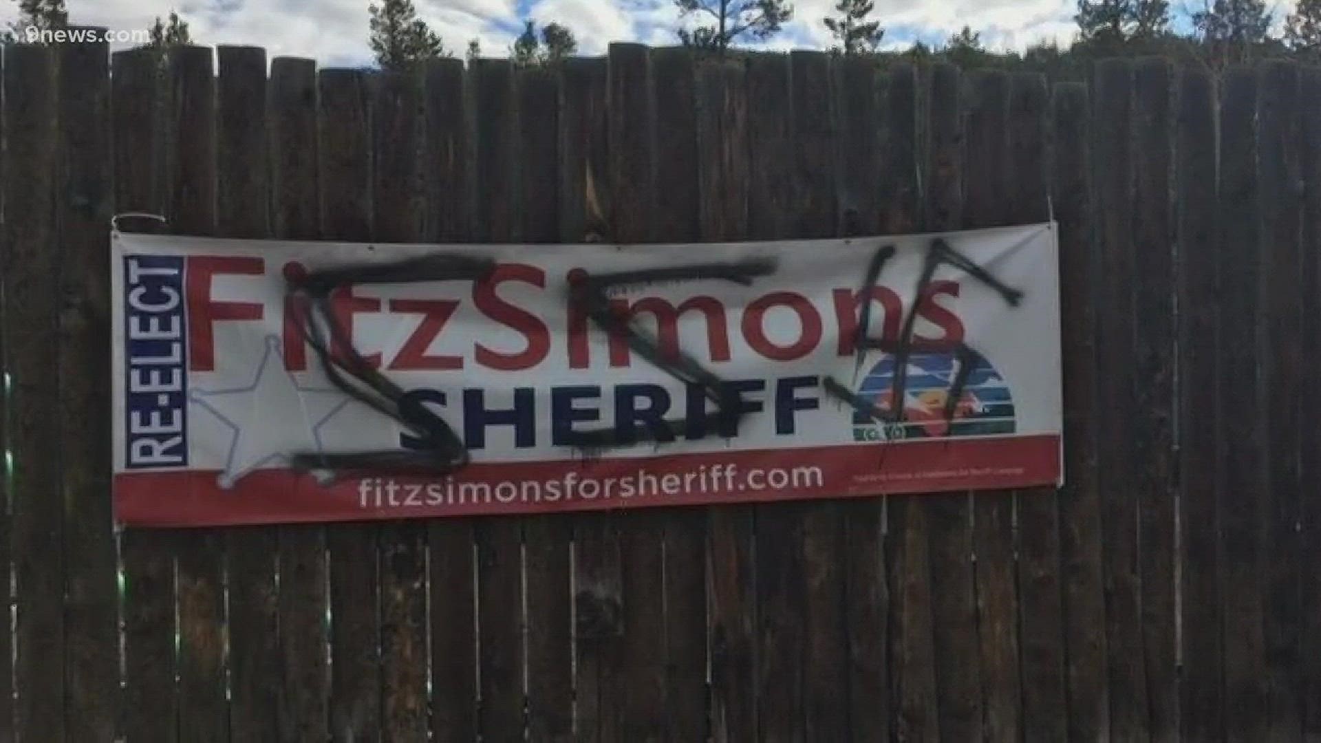 Someone covered a political sign in Summit County with swastikas and some other signs. The Sheriff had just replaced the sign after it had been cut down two days before.