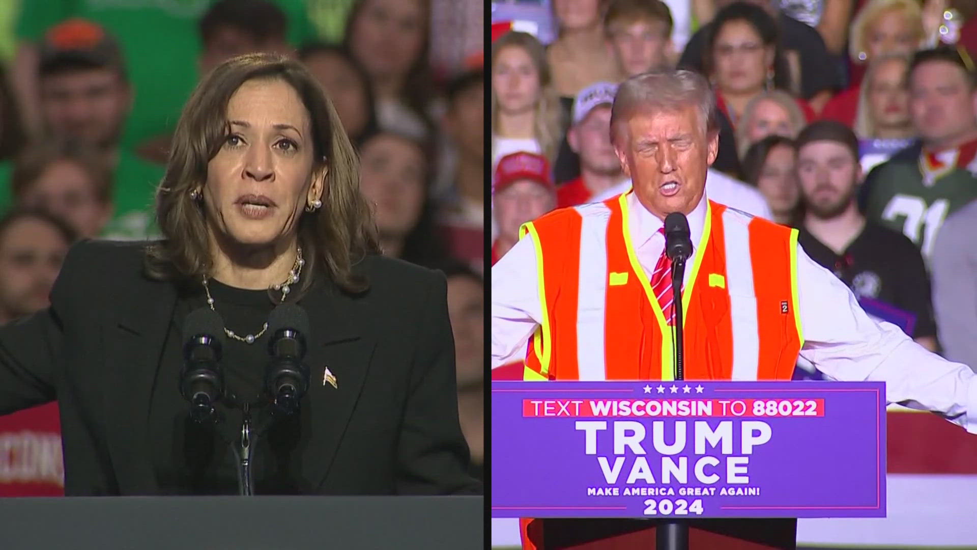 In their final campaign trail pushes, Vice President Harris and former President Trump took part in events in Arizona and Nevada today.