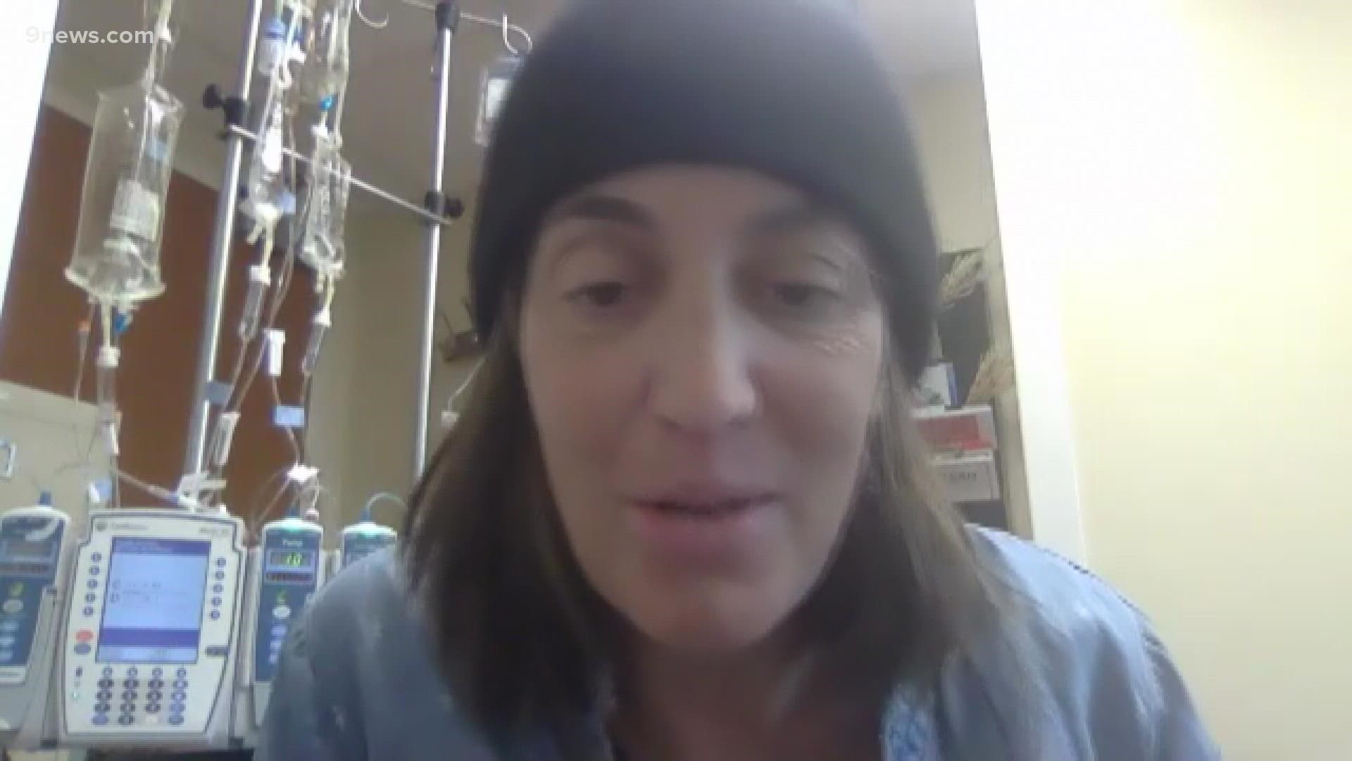 Kim Bierbrauer, in Colorado, was diagnosed with leukemia in May and has been in the hospital since. As she spends Thanksgiving there, she has a message for others.