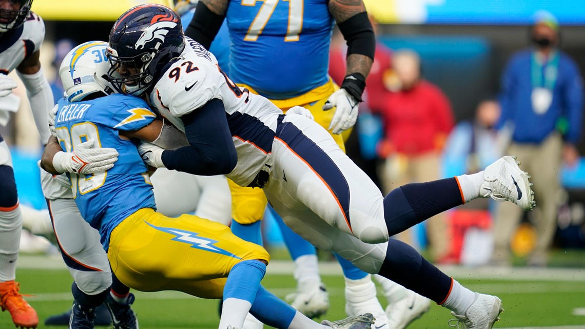 Denver Broncos defensive lineman Jonathan Harris (92) plays