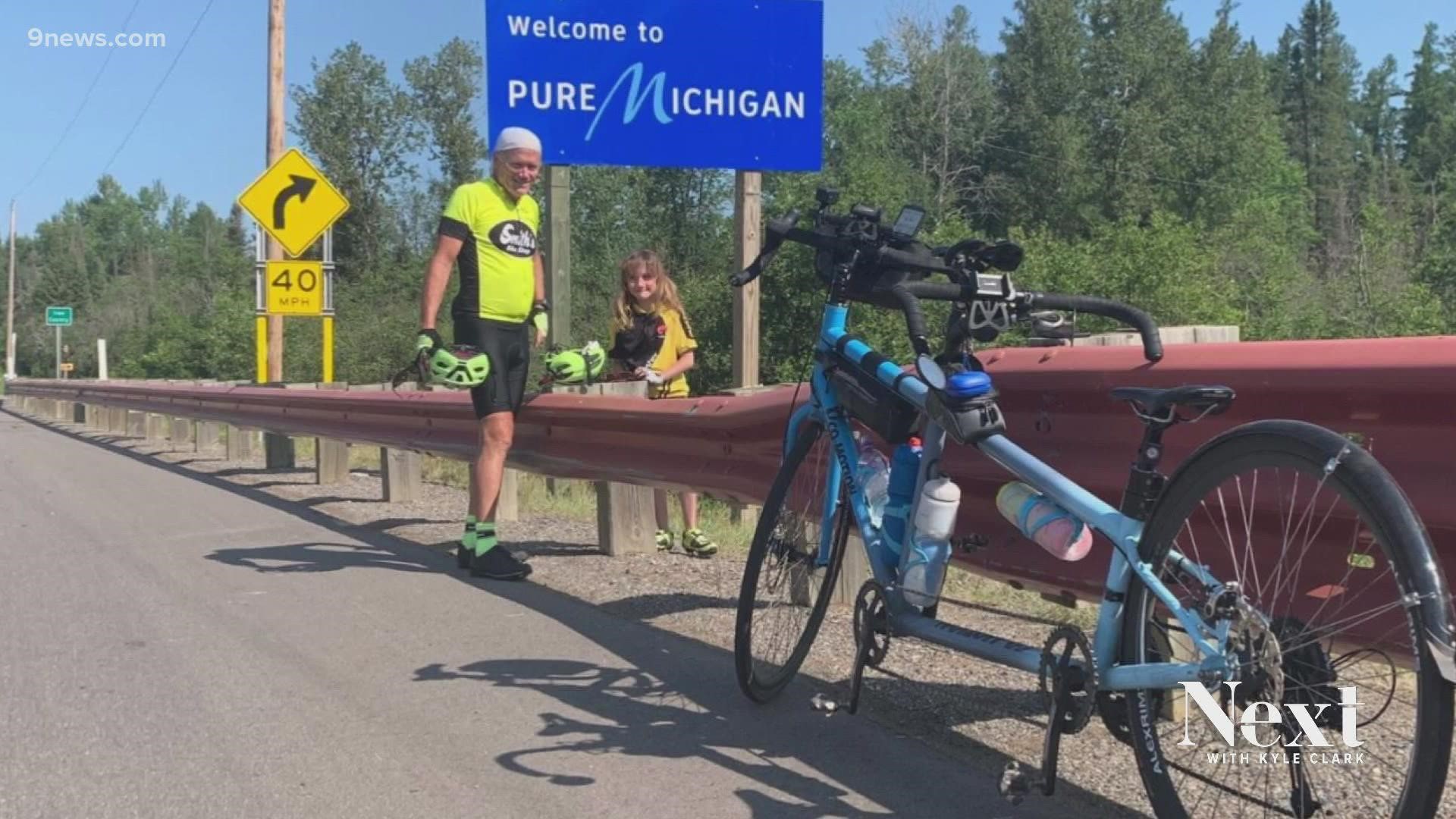 Kevin Sanderford and his nine-year-old daughter Abby spent two months biking more than 4,000 miles from Washington to Maine – raising $30,000 to fight breast cancer.