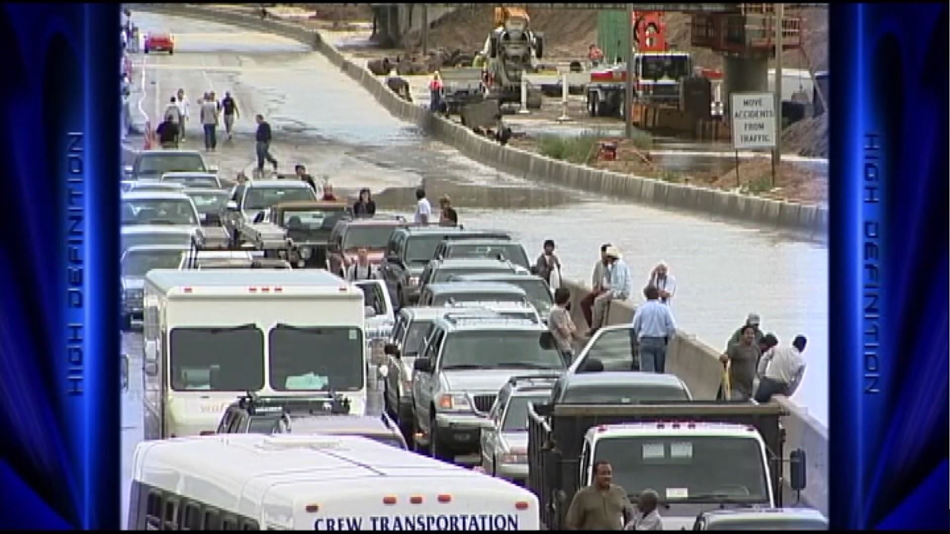 On Sept. 13, 2002, heavy rainfall flooded I-25 in a section of the highway called “The Narrows” in the vicinity of I-25 and Logan Street stranding motorists.