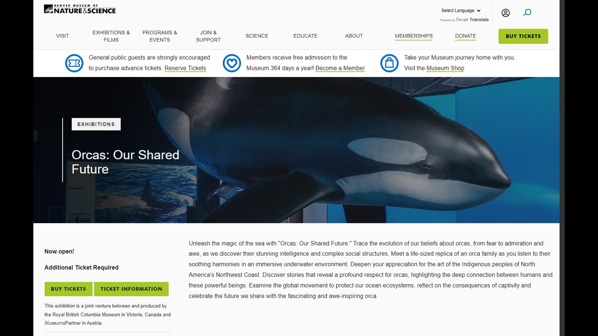 'Orcas: Our Shared Future' is now at the Denver Museum of Nature and Science. Learn more and get tickets at DMNS.org.