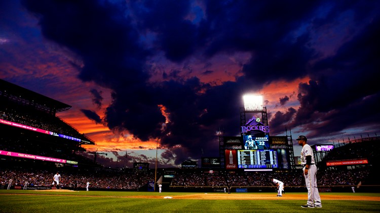 Sunset over the mountain (unfiltered)  Colorado rockies baseball, Colorado  rockies, Rockies baseball