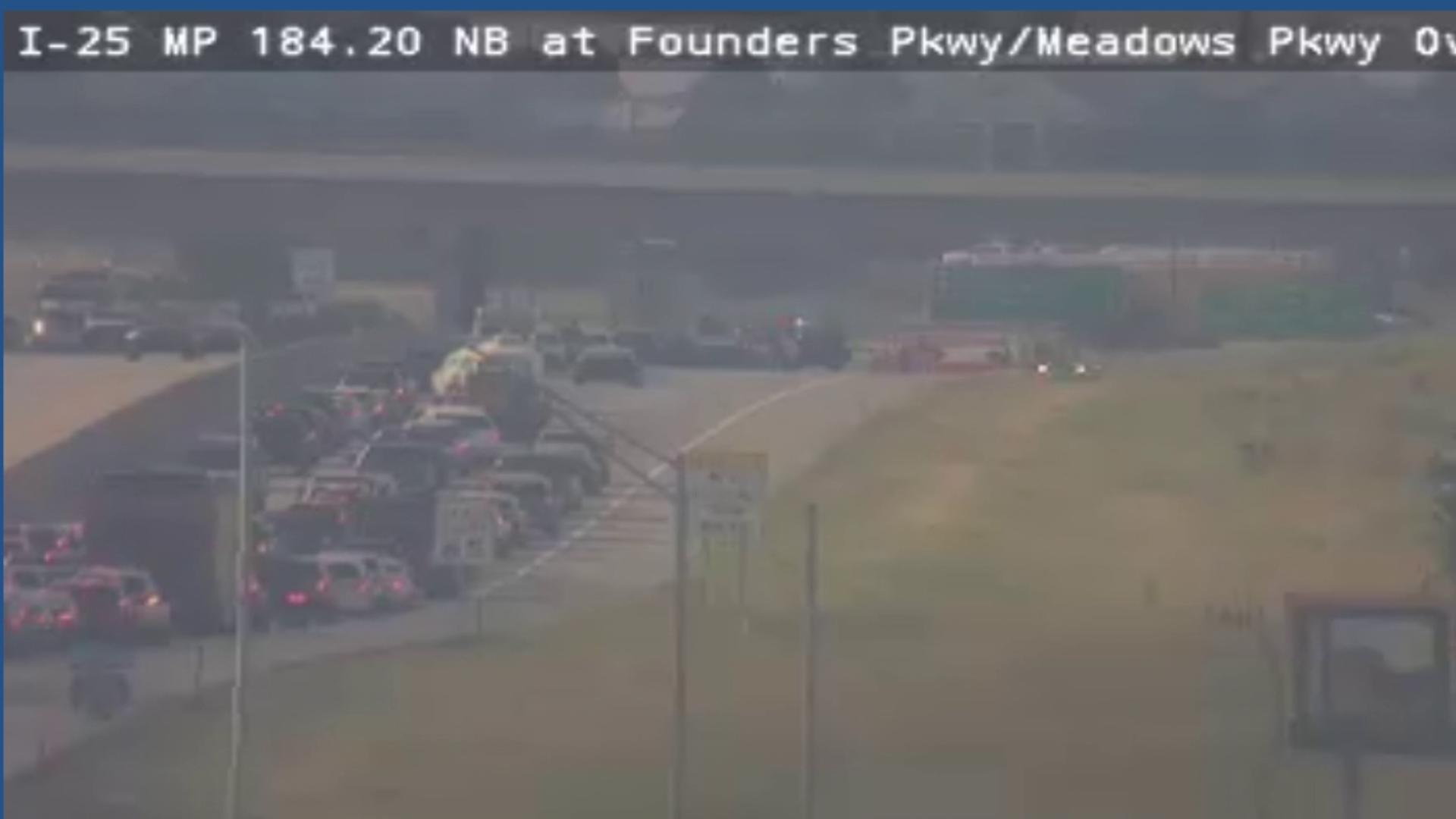 Southbound I-25 closed in Castle Rock after crash | 9news.com