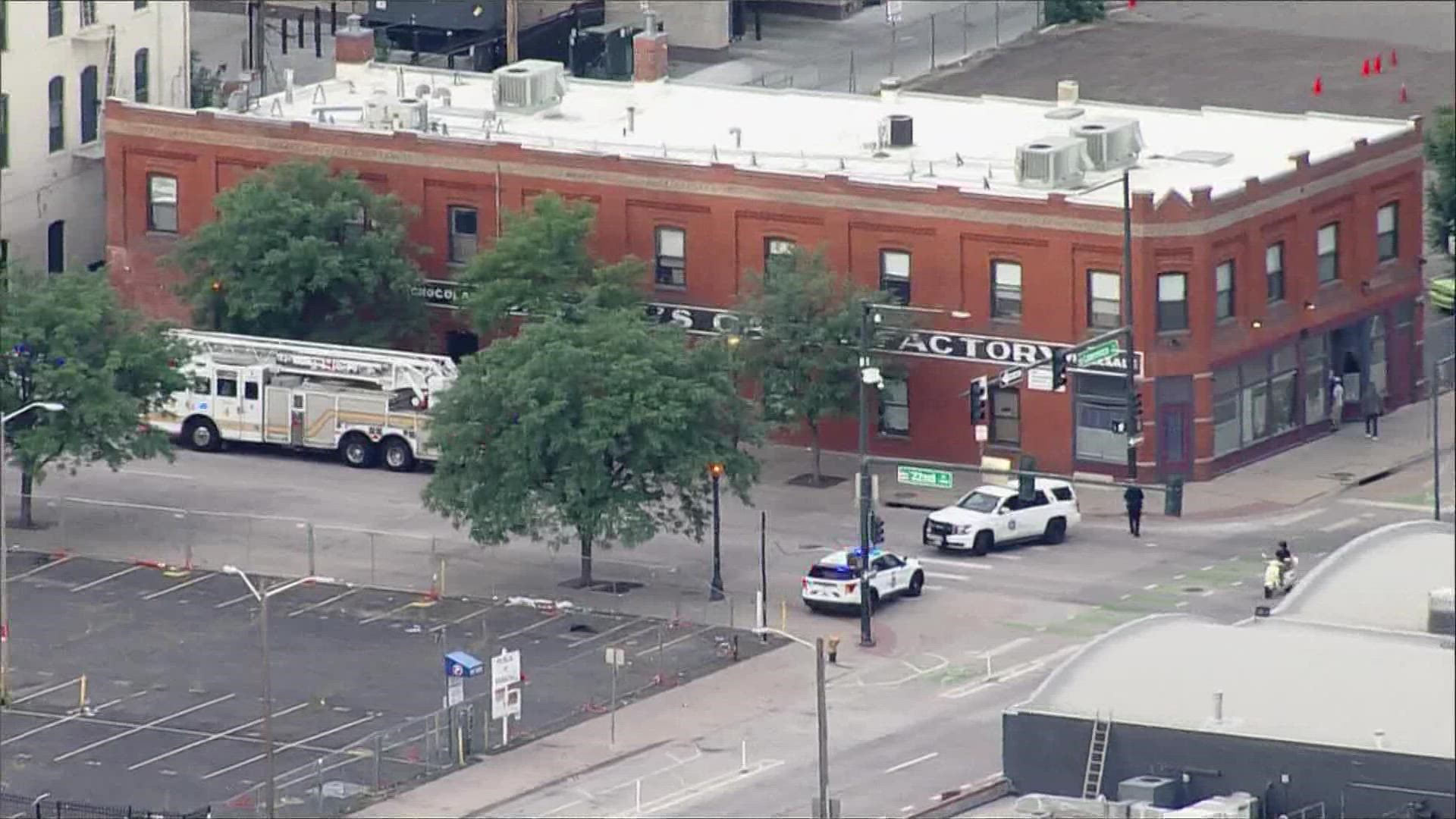 Denver police said the shooting happened near 22nd Street and Arapahoe Street on Monday morning.