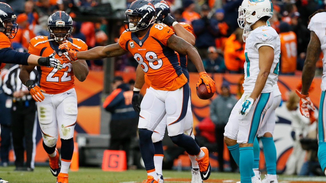 Demaryius Thomas, 226 receiving yards in one game.  Broncos cheerleaders,  Denver broncos, Demaryius thomas