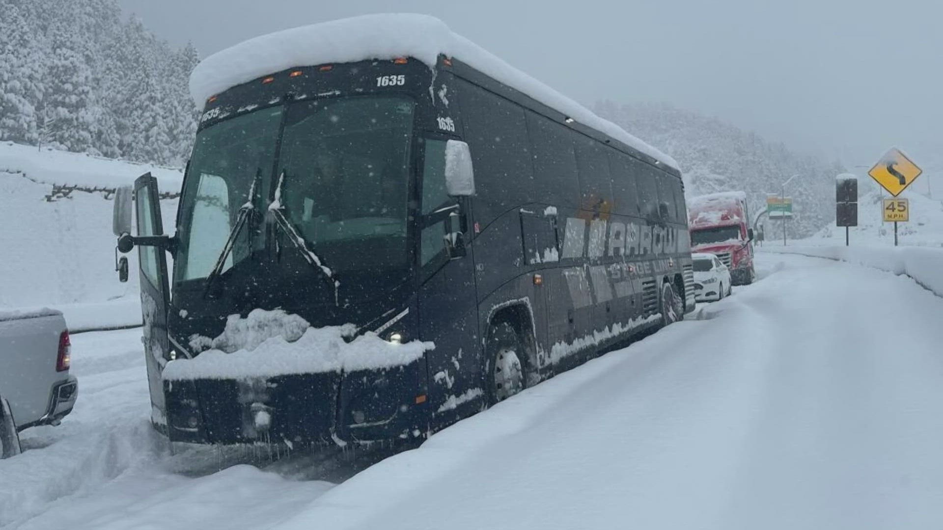 Brenda Djorup and dozens of others have been stuck on a bus in Colorado's mountains for more than 12 hours.