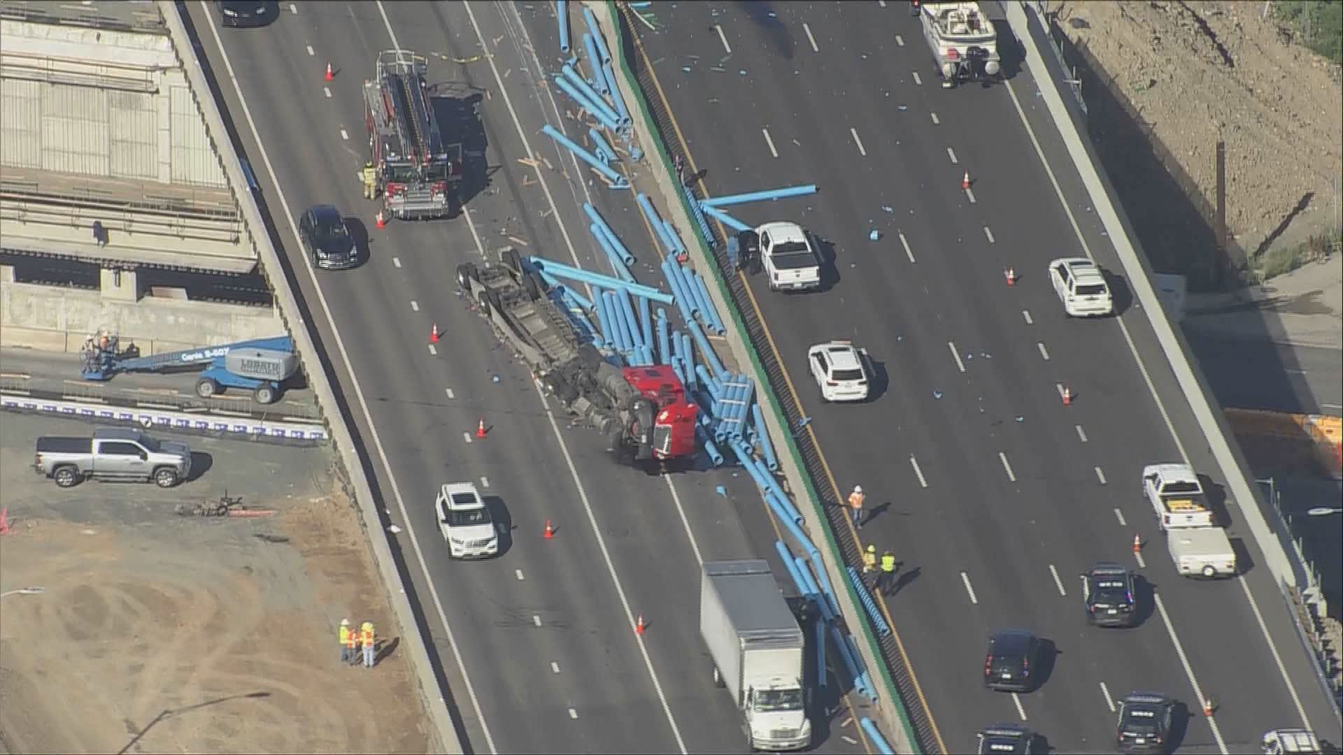 According to a social media post from Fairmount Fire, the crash happened in the eastbound lanes of the highway near Ward Road and involved a semi-truck that rolled.