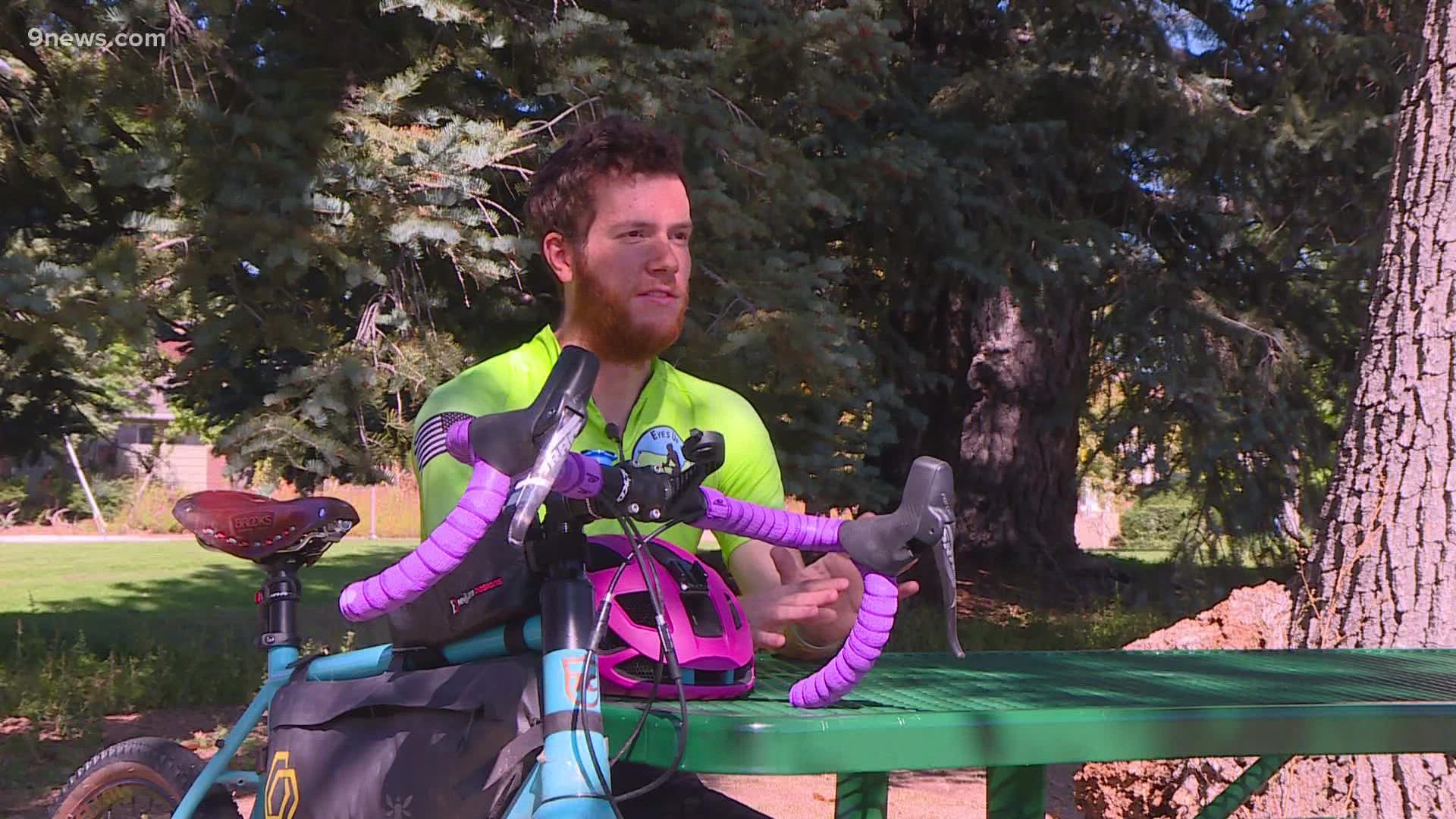 Ben Grannis is resting in Boulder after riding almost everyday for almost two weeks in route to Seattle. He's riding to raise awareness on distracted-free driving.