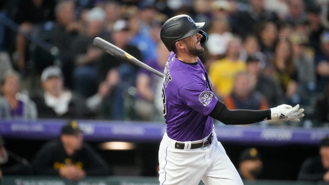 Colorado Rockies left fielder Kris Bryant (23) during the seventh