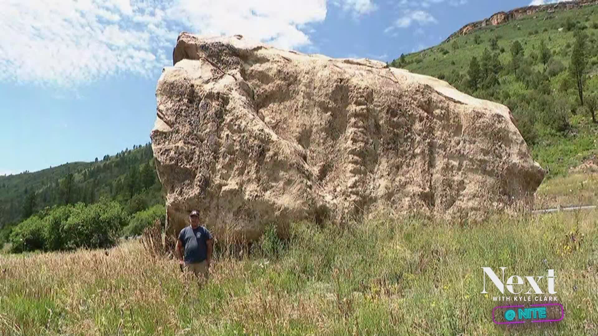 When the large boulder the size of a large boulder rolled off a cliff and landed in Dolores, Colorado left it there and built the road around it.